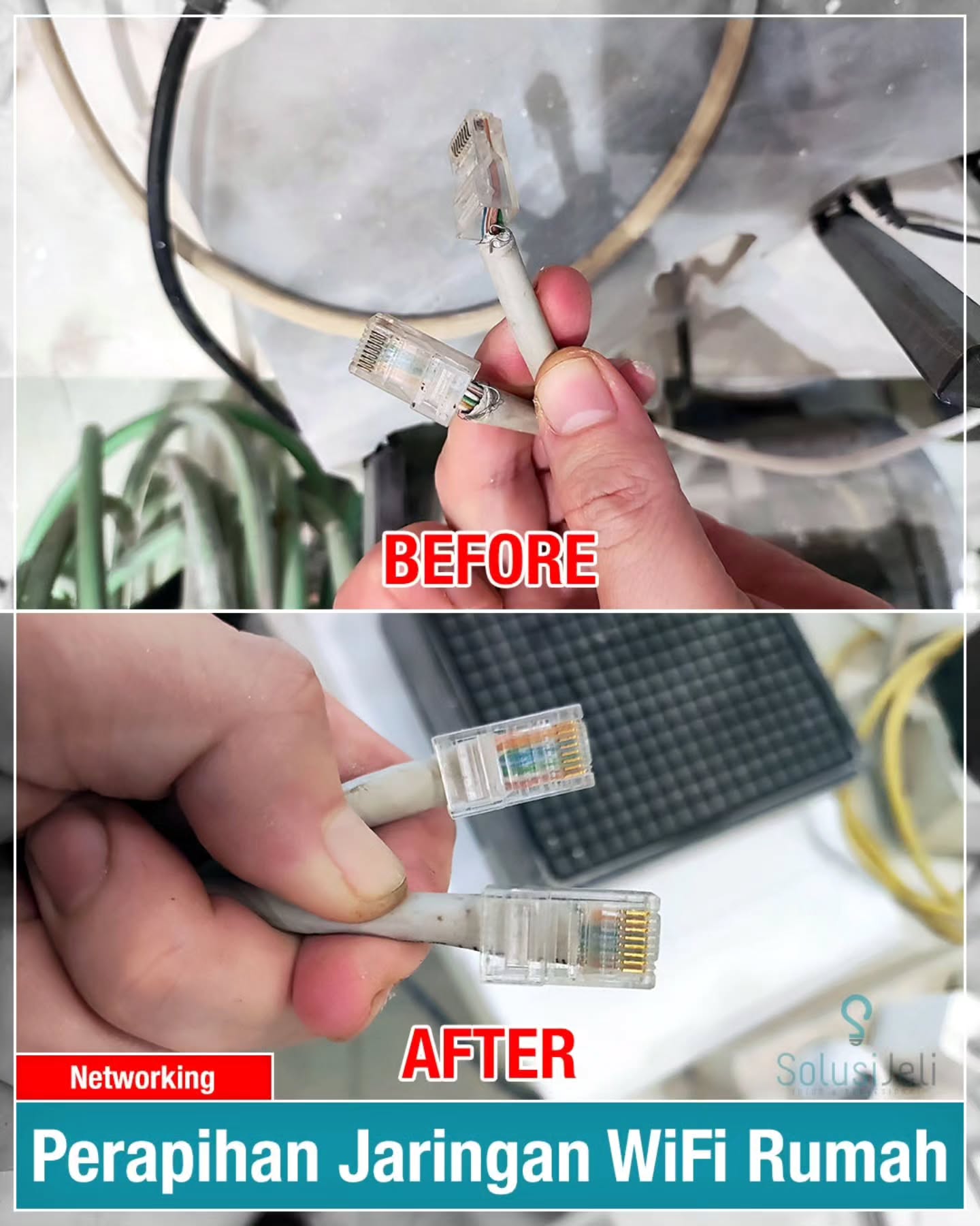 Di rumah mertua Klien, sering mengalami masalah WiFi. Sinyalnya ada, tapi koneksi internetnya tidak ada. Kadang putus-putus, kadang lambat. Sudah beberapa kali panggil teknisi dari ISP, tapi tidak lama error lagi. Masalah lagi. Minta ke kita untuk cek, perbaiki dan pastikan sinyal sampai ke area utama.
Teknisi datang ke lokasi di Sunter. Saat dicek, memang banyak crimping yang kurang ideal. Crimping seperti ini bisa membuat jaringan bermasalah, tidak jelas sumbernya, dan random gejalanya. Kadang bisa, geser sedikit tidak bisa lagi.
Langsung kita rapikan semua. Crimping ulang seluruh kabel dan cek setting router.
Sekarang koneksi internet sudah lancar dan stabil. Done.
#perbaikanwifirumah #jasaperbaikanwifi #jasacrimpingkabel #jasacrimpingpanggilan #jasacrimpingkabelLAN
