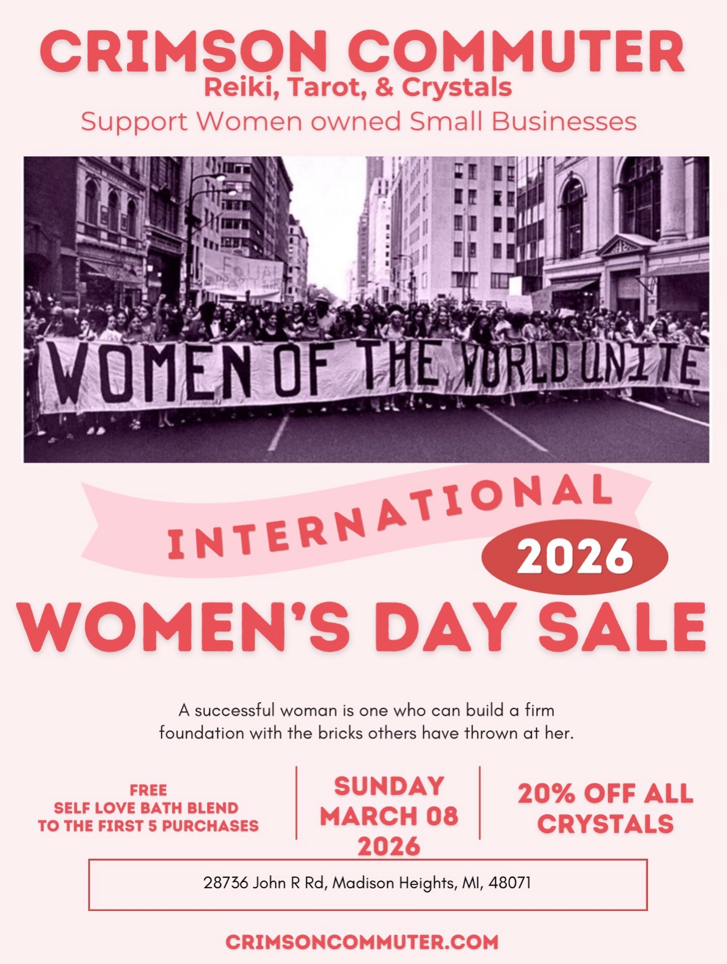 Join us in celebrating woman and receive 20% off all crystals today only!