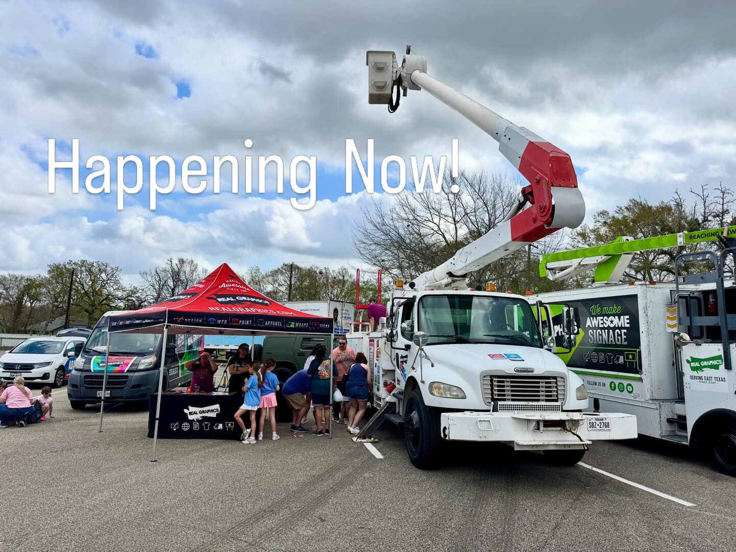The junior league touch a truck 2026 is in full swing. There are many young future wrappers here helping us cover this bucket truck with wrap vinyl squares with each kids name on it. By the end of the event, we hope to have this truck covered. #touchatruck2026