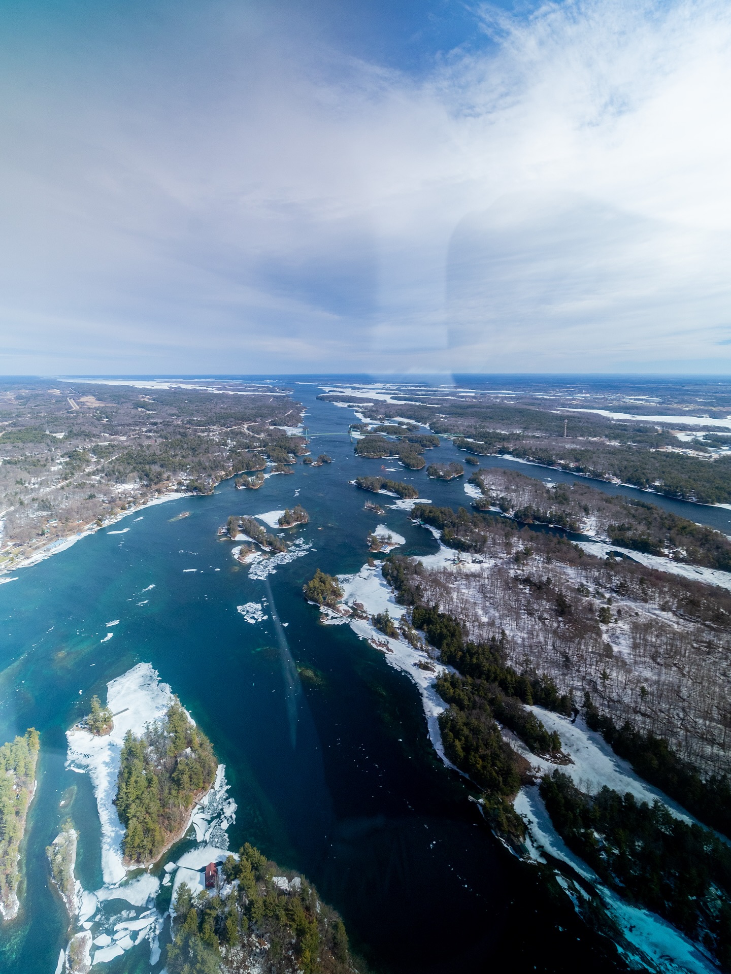 So many beautiful sites to see from the air over the 1000 islands as Winter loosens its grip on the mighty St. Lawrence River. Give us a call to book your own helicopter tour today!