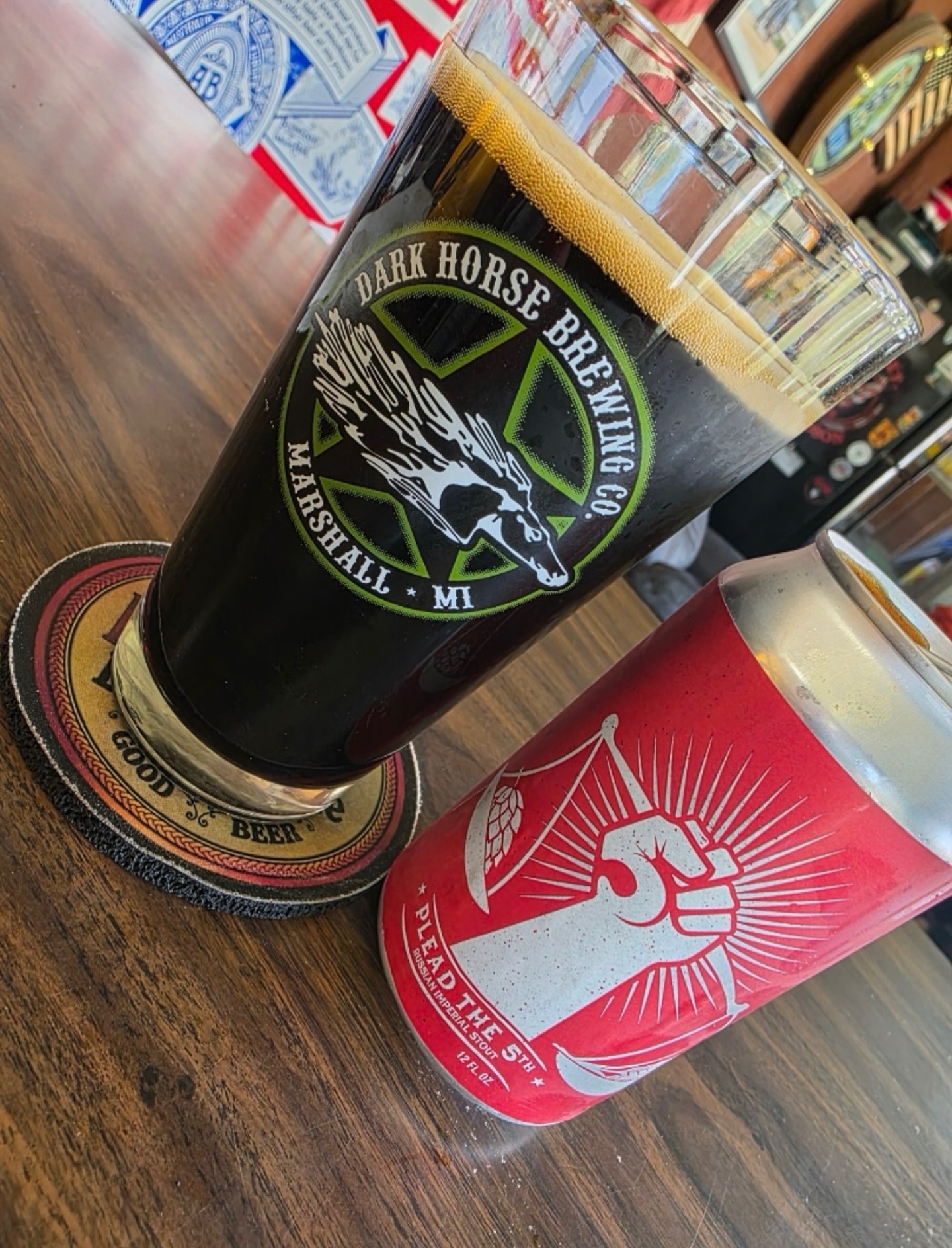 Bold. Unapologetic. Not here to explain itself. 🍺🔥
Plead the 5th is our legendary Russian Imperial Stout — pouring deep, dark, and intensely rich. Layers of roasted malt, dark chocolate, espresso, and subtle dark fruit come through with every sip, finishing smooth with a warming strength that lingers.
This one doesn’t whisper. It makes a statement.
Grab a pour in the Taproom and see why some things are better left unsaid. 🖤
#DarkHorseBrewery #PleadThe5th #MarshallMI