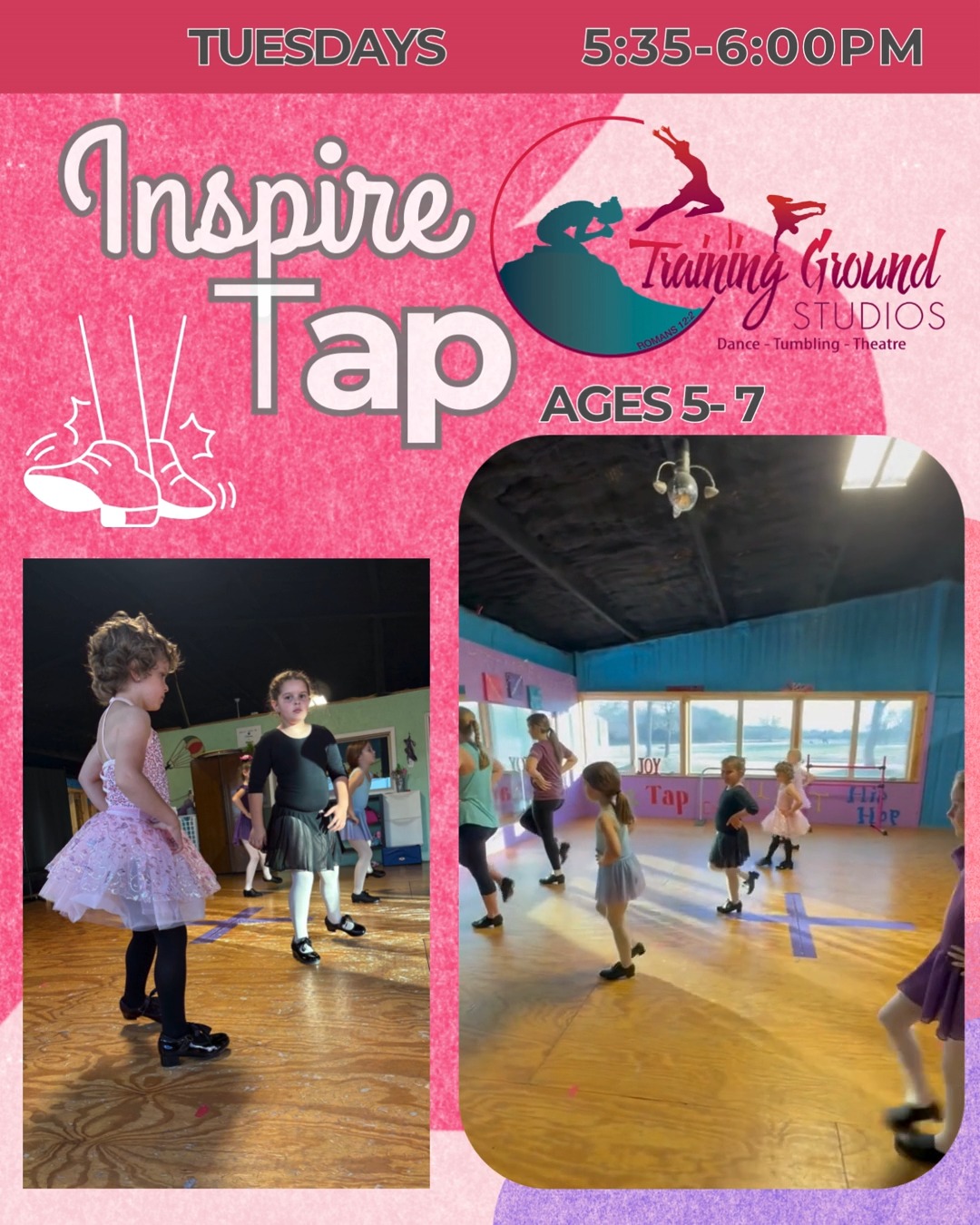 Little feet. Big rhythm. 👣🎶
Inspire Tap is the perfect class for dancers ages 5–9 to learn the basics of tap while building confidence, coordination, and musicality.
Let’s make some noise and have some fun! ✨
www.traininggroundstudios.com
#tapdance #performingarts #tgs #inspiretransformrenew #inspiretap
