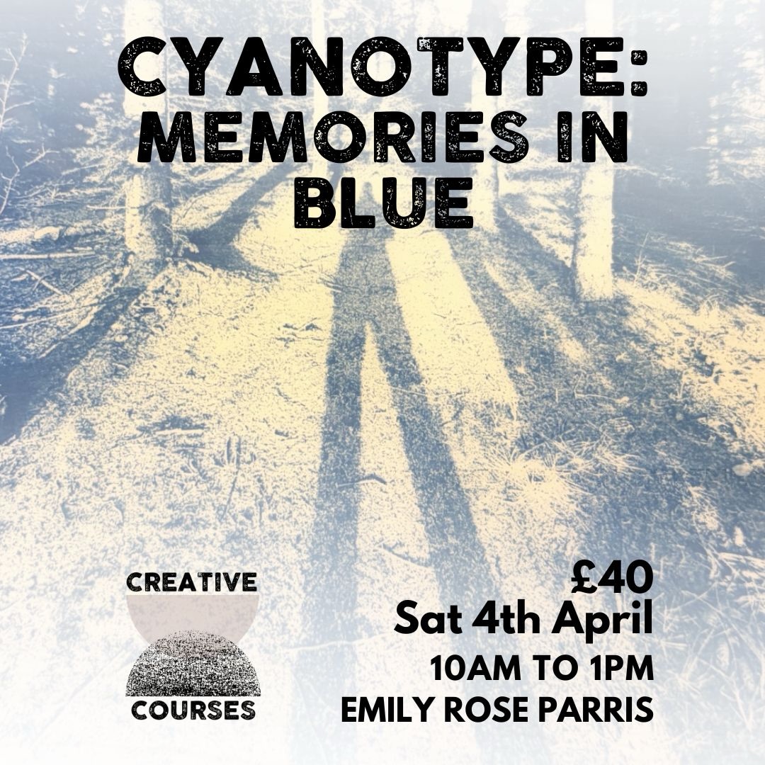 Cyanotype: Memories in blue
SATURDAY 4th APRIL
10am - 1pm
📍@creativecourseskent Sidings Close, Faversham
MEMORIES IN BLUE
Cyanotype is one of the most beautiful alternative photographic processes, producing evocative images in vivid blues and whites, by exposing UV sensitive paper to UV light.
In this workshop, we will bring together the method of cyanotype as a photographic process with the concept of capturing memories, by making cyanotype prints using your own photographs, printed onto acetate to create a digital negative.
You may wish to combine your digital negatives with objects associated with them – for example lace, flowers, cutouts or small objects that hold meaning for you.
This is a chance to learn cyanotype techniques, and create some beautiful photograph-based imagery at the same time.
You will:
• Mix cyanotype chemicals and coat your paper
• Plan the layouts of your digital negatives and objects
• Expose your cyanotype prints using the power of the sun (or uv lights if the weather is poor)
• Repeat to create a set of prints based on the memories captured in your photos
What you’ll take away:
• A set of your own unique cyanotype prints
• The knowledge and skills to continue making cyanotype prints at home
Suitable for: All skill levels. This workshop is suitable for newcomers to cyanotype, or for those with some experience who would like to explore a new aspect of this magical process.
NOTE: IF YOU BOOK BOTH this, and the afternoon’s ‘Tint and tone’ workshop, you will be able to tone some of your digital photo exposures, allowing for more exploration.
IMPORTANT:
Making your digital negatives:
This happens ahead of the workshops, please upload your digital photos (max 5 pp) on the booking form, or email them to Emily at thedarkroomatbeachcreative@gmail.com
DEADLINE for sending files: 21/03/2026