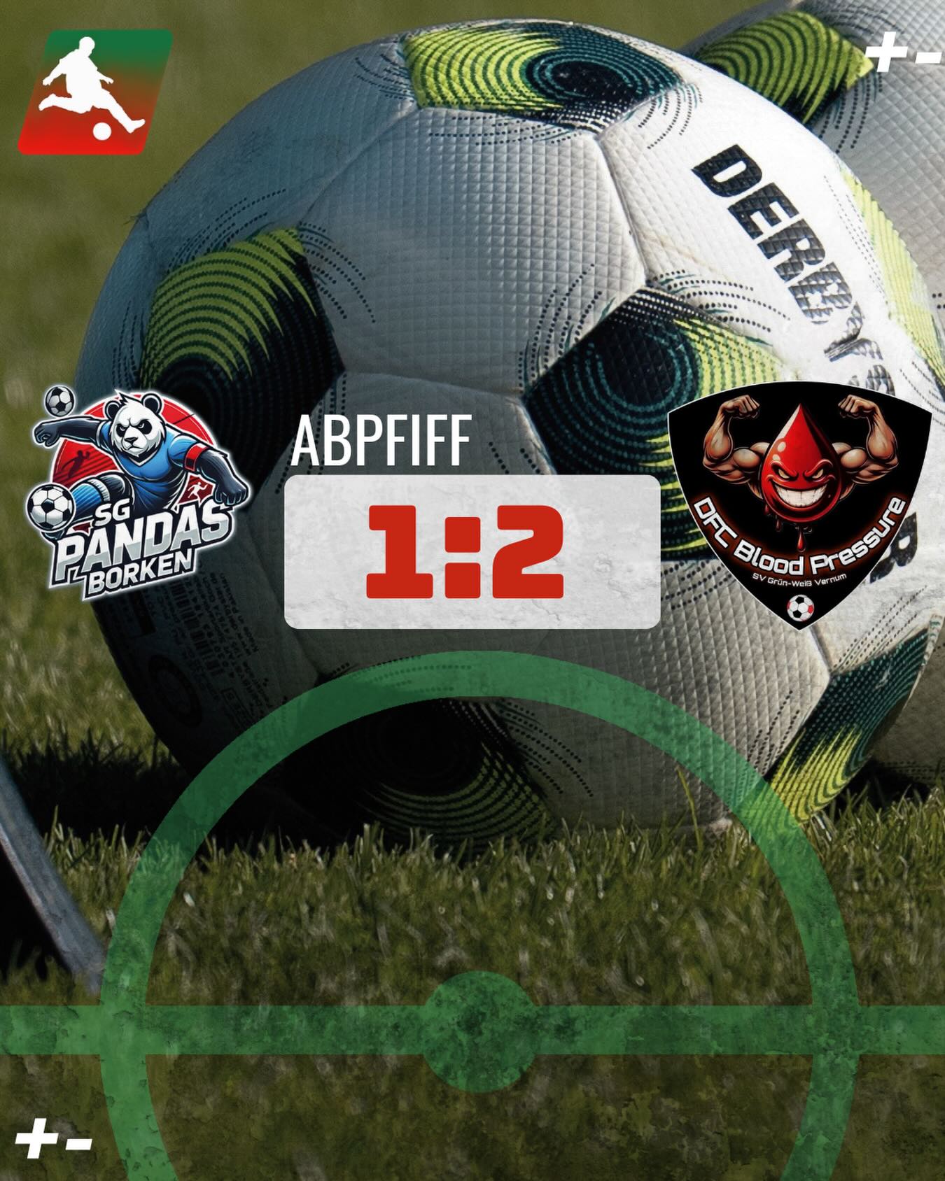 Abpfiff:
Die @dfc_blood_pressure waren heute zu Gast bei den @sg_pandasborken . In einem spannenden und hart umkämpften Spiel lieferten sich beide Teams ein Kopf-an-Kopf-Rennen. Am Ende konnten die Blood Pressures das Spiel knapp mit 1:2 für sich entscheiden.