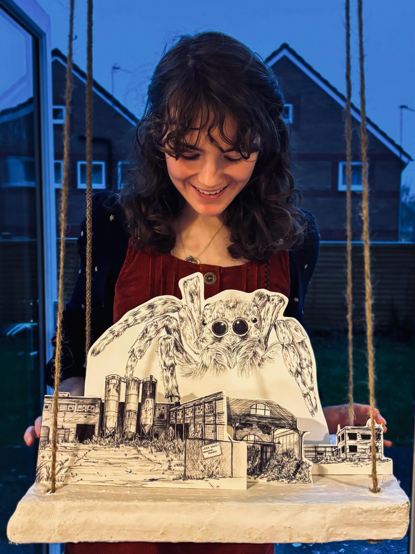 Jumping into oblivion / Coexistence *
Distinguished jumping spiders are found in 2 sites in the UK, in Essex and Kent, and both of these sites are brownfield sites.
A brownfield site is one which has previously been built on, and it’s therefore easier to get planning permission for future building works. Because of this, this already critically endangered species is at risk of habitat loss.
I wanted to explore this issue, and this unique species, using a different kind of #wildifeartivism which is more interactive!
So I made a swing. Something you’d find in urbanised places, including on brownfield sites.
And I put the spider on the swing, so it was noticeable.
This is such a tiny species - overlooked and phobiafied (?), and by putting it on the swing, I wanted to challenge this negative perception - making it fun! Making it cute & interactive! And - by sharing an experience with my spider swing - hopefully it’ll make people consider how we can coexist with these enigmatic species 🕷️
Find out more about the distinguished jumping spider via @buglife_ict 💙
* might change the name, still workshopping it!
🎨 swing is upcycled wood, modroc, @dalerrowney1783 acrylic, string. Spider & brownfield sites are biro on @archespapers
.
.
.
#spider #art #swing #artist @dswfwildlife @dswfwildlifeart @georginalamb_dswf @nick_bug_baker @bugawards @wwtworldwide @wwf_uk