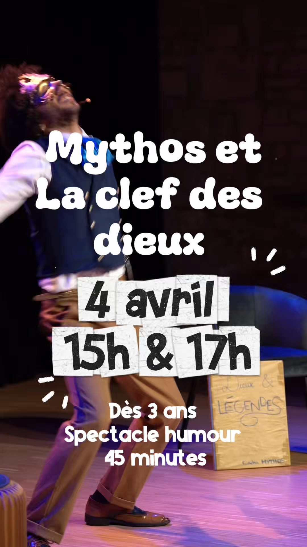 🎭Retrouvez Mythos & la clé des dieux 🔑 un spectacle jeune public, le samedi 4 avril à l'Azile.
📖Professeure à la prestigieuse Grimm Académie, Eurêka raconte à ses élèves sa plus grande aventure : la quête de la Clé des Dieux, un artefact légendaire caché dans un coffre magique et protégé par des énigmes inspirées de la mythologie grecque.
En réunissant les indices, Eurêka et les enfants résolvent l’énigme finale pour ouvrir le coffre. Ce spectacle ludique et immersif transmet avec humour et émerveillement des valeurs telles que la curiosité, l’entraide et la force des liens. ✨
👉Billetterie : lazile.org - 05 46 00 19 19