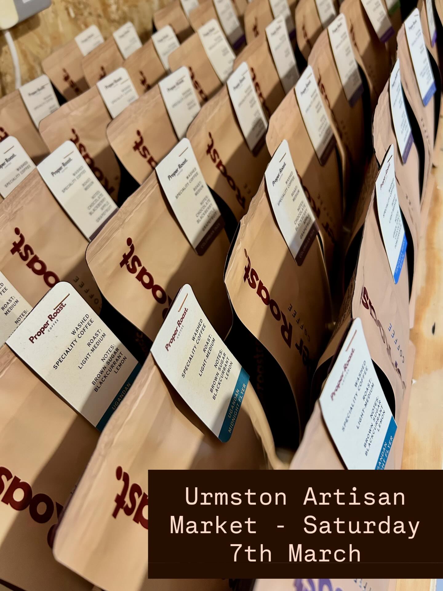 Well… we didn’t think we’d be at Urmston Market this month, but here we are. @_themarketco
Come and see us tomorrow…We’ve got 6 single-origin speciality coffees on offer, including our brand new Rwandan natural. www.properroastcoffee.com