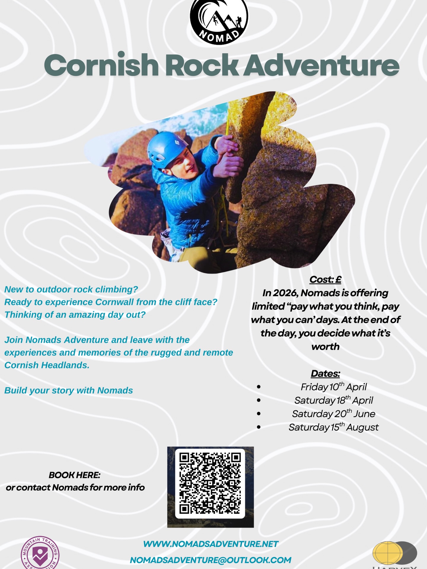 🌄 NEW for 2026 — Pay What You Think, Pay What You Can Climbing Days
Myttin Da everyone,
Nomads Adventure was built on one simple idea:
The outdoors should be for everyone.
But let’s be honest…
Sometimes cost can be the biggest barrier to getting outside.
So for 2026, I’m trying something different.
Alongside my bespoke climbing days, 2-day courses, and mountain journeys, I’ll be running limited “Pay What You Think, Pay What You Can” Rock Climbing Days.
That means:
🧗 Learn real climbing skills
🌿 Spend a full day outdoors
🔥 Step into the challenge zone
👨👩👧 Come with friends or family
Then at the end of the day… you decide what it was worth.
No pressure.
No judgement.
Just a chance to experience climbing and connect with the outdoors.
Ratio: 1:8
(U18s welcome with a parent/guardian attending)
If you’ve ever wanted to try climbing…
This is your moment.
👇 Book your place
Scan the QR code or hit the link in the bio.
Questions?
📩 nomadsadventure@outlook.com
🌍 nomadsadventure.net
#mountains #climbing #rockclimb #adventure #mountainleader