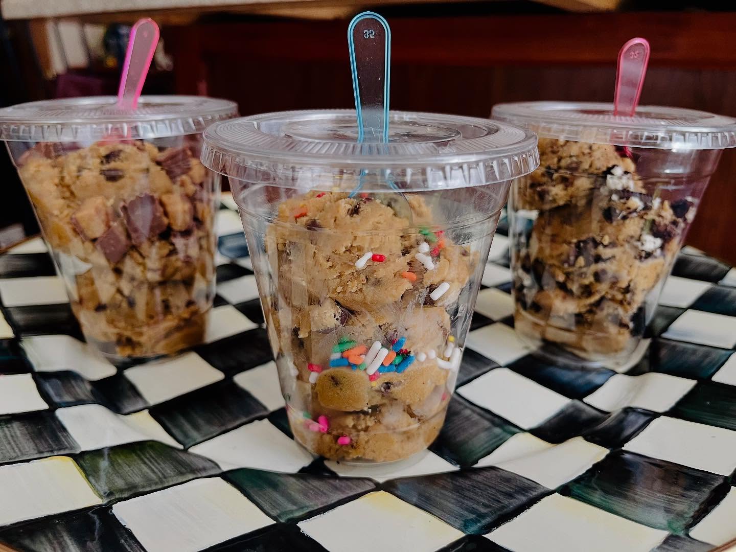 Edible cookie dough is back! Chocolate Chip of course; Cookies ‘n Cream; Chocolate Chip with peanut butter cups; Fudgy Brownie dough; Peanut butter and Peanut Butter with mini marshmallows! Three scoops in each, made fresh to order. Deliveries/meet ups start next week. One for $12.00. Two for $20.00. Text to order: 315-263-9363. ❤️ 😀