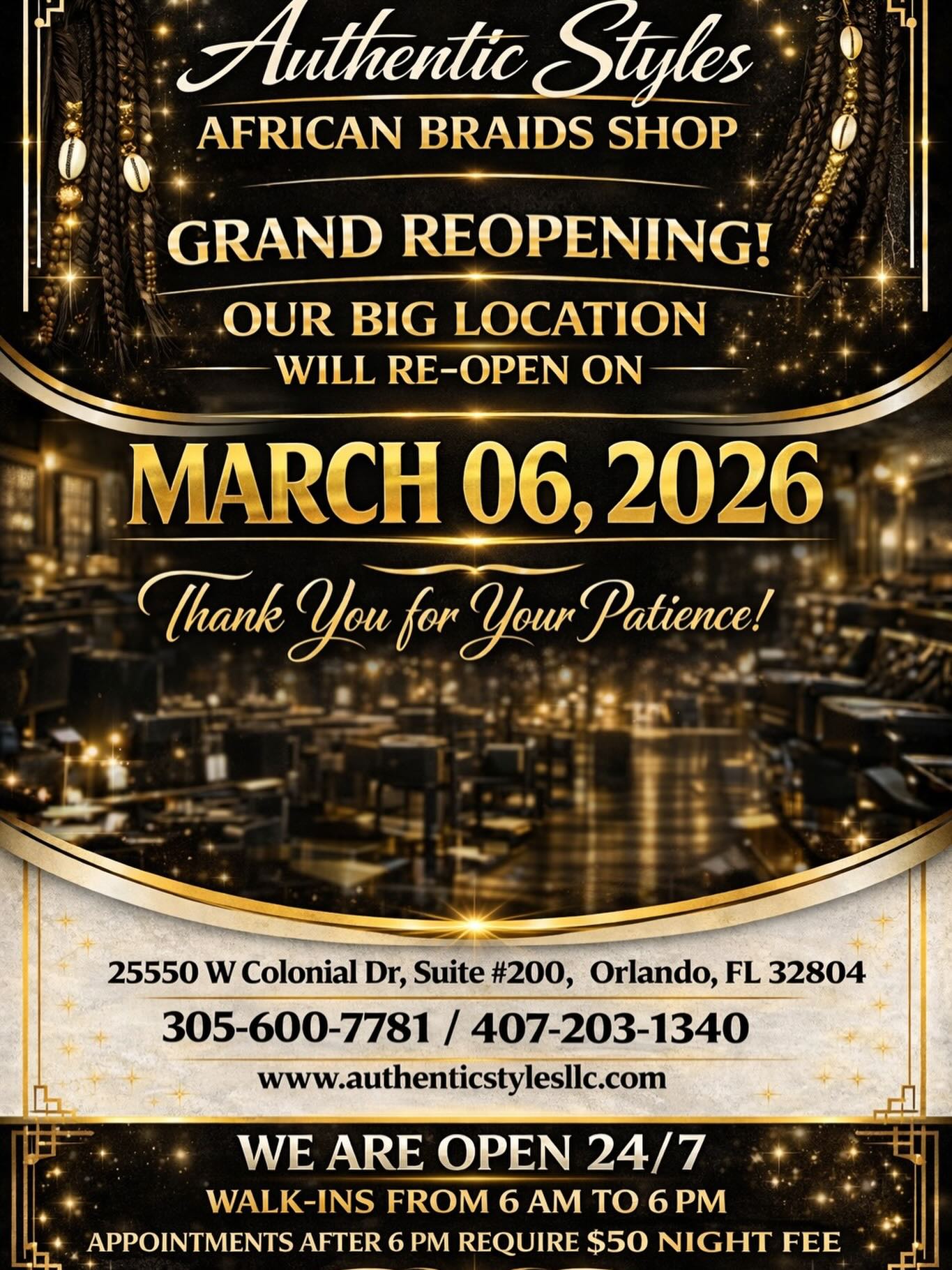 🚨 Reopening Tomorrow! 🚨
Join us Friday, March 6, 2026 as we reopen our doors! Don’t miss out on up to 30% OFF all styles.
Come shop, enjoy great deals, and celebrate with us. We can’t wait to see you there! 🛍️✨