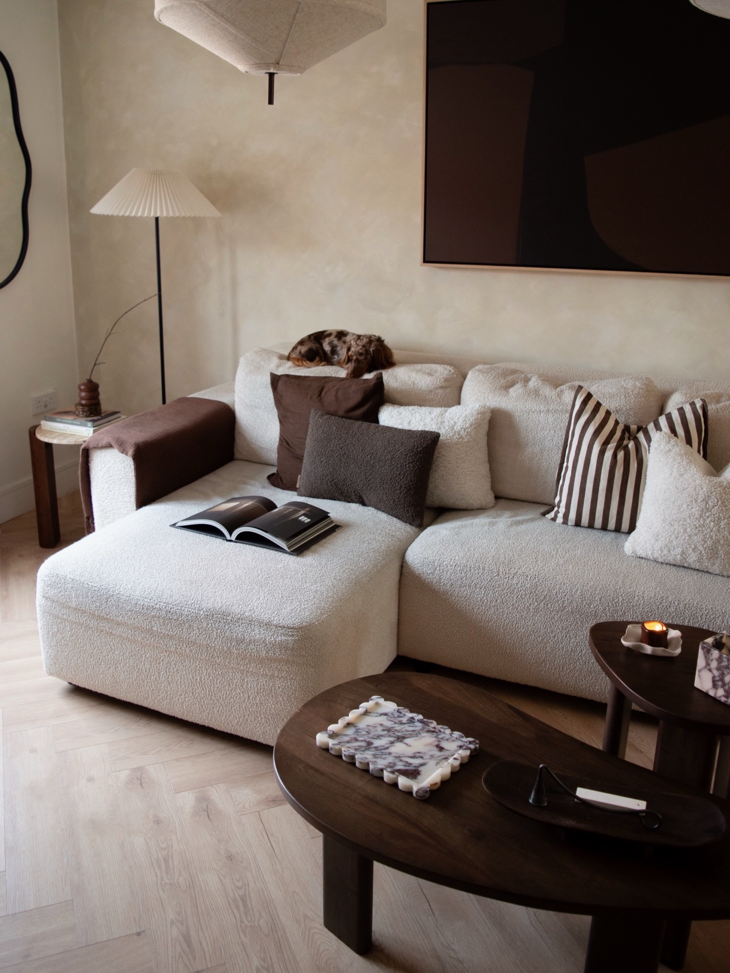 Lounge & Cookie ๐ช๐ถ views! ~Swipe to see puppy pics ๐ฅน
Our little girl is now 2 and she is still a big sofa snuggler. Every day before we go to work she sits here and watches us leave with her side eyes ๐
Weโre pretty sure she naps here all day until we come home ๐
So glad itโs Friday! Nearly the weekend!
Love,
Nicola & Vicki xx
Limewash | Lounge Views | Lounge Inspo | Marble | Marble Furniture | Japandi Home | Chocolate Brown Decor | Autumn Decor #japandistyle #browndecor #walnutfurniture #limewash #japandilounge