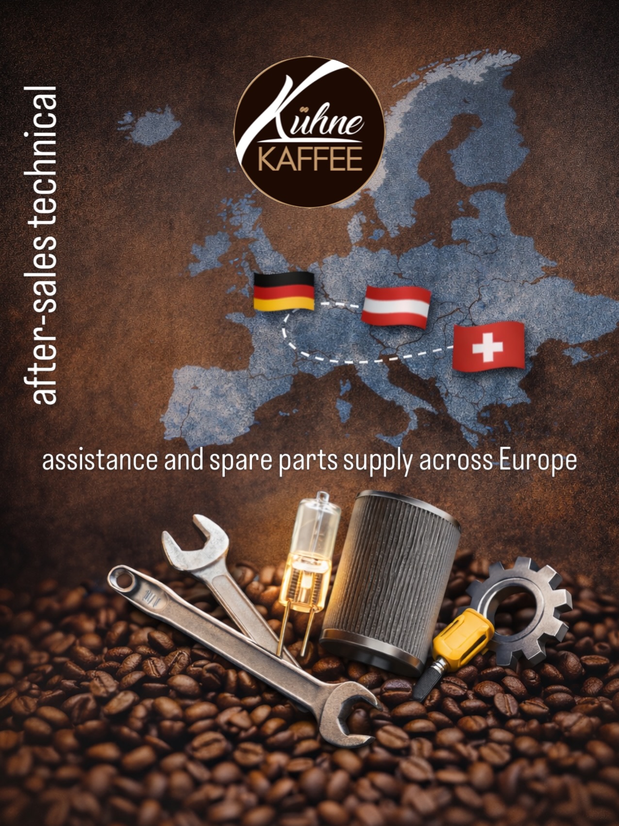 Kühne Kaffee GmbH was the first company to introduce the industrial fully-electric S9X coffee roaster to the European market.
As technicians trained and certified by the manufacturer, and with extensive hands-on operational experience with these machines across Europe, we continue to support the growing community of S-series roaster users.
Although Kühne Kaffee GmbH has not represented Stronghold as an official distributor since mid-2025, we continue to provide independent technical support and spare parts services for customers operating these machines.
We offer after-sales technical assistance and spare parts supply across Europe, particularly in Germany, Austria, and Switzerland.
Our available components include, among others:
• Halogen heating elements
• Filters and ventilation components
• Sensors and electronic parts
• Additional critical spare parts
For service requests or spare parts inquiries, please contact:
📩 info@kuhnekaffee.de
Kühne Kaffee GmbH war das erste Unternehmen, das den industriellen, vollelektrischen S9X Kaffeeröster auf dem europäischen Markt eingeführt hat.
Als vom Hersteller geschulte und zertifizierte Techniker mit umfangreicher praktischer Erfahrung im Betrieb und in der technischen Betreuung dieser Maschinen unterstützen wir weiterhin die wachsende Gemeinschaft von S-Series-Röster-Betreibern in Europa.
Obwohl die Kühne Kaffee GmbH seit Mitte 2025 nicht mehr als offizieller Distributor von Stronghold tätig ist, bieten wir weiterhin unabhängige technische Unterstützung sowie die Lieferung von Ersatzteilen für Kunden an, die diese Maschinen betreiben.
Wir stellen After-Sales-Service, technische Unterstützung und Ersatzteile in ganz Europa bereit, insbesondere in Deutschland, Österreich und der Schweiz.
Zu den verfügbaren Komponenten gehören unter anderem:
• Halogen-Heizelemente
• Filter- und Lüftungskomponenten
• Sensoren und elektronische Bauteile
• Weitere kritische Ersatzteile
Für Serviceanfragen oder Ersatzteilbestellungen kontaktieren Sie uns bitte direkt unter:
📩 info@kuhnekaffee.de