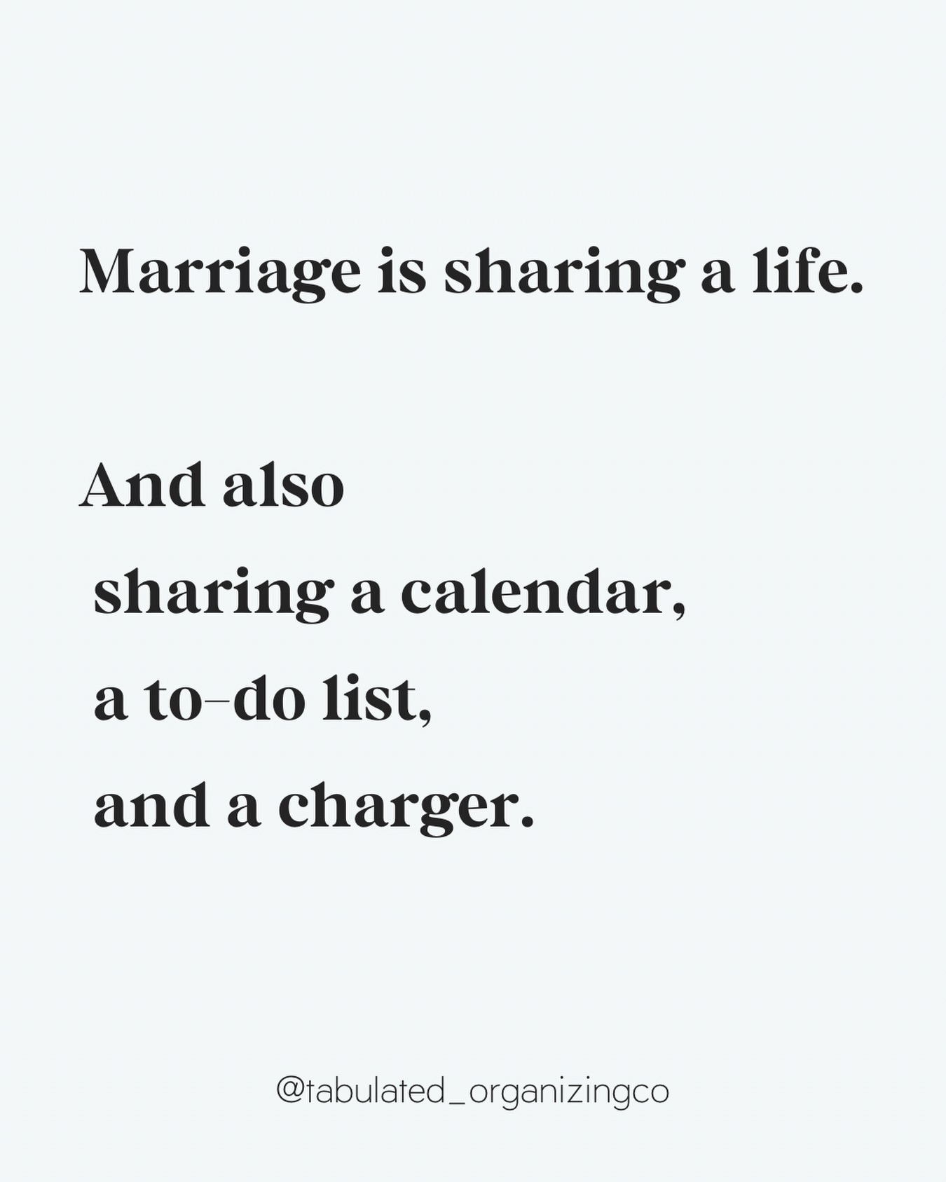 Tag your partner who still hasn’t synced the family calendar. 😅 We can’t help with the charger situation, but getting your home organized? That’s our specialty. 💜 #MarriedLife #OrganizedHome #Tabulated #ProfessionalOrganizing #bgky