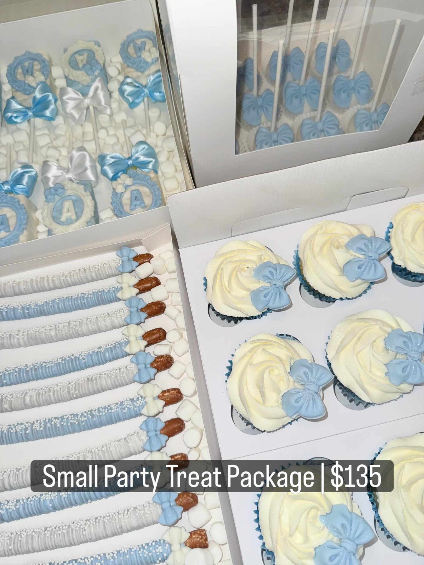 Custom baby shower treat set we recently finished 💙
This small party package included:
• 1 dozen cupcakes
• 1 dozen cake pops
• 1 dozen Rice Krispie treats
• 1 dozen chocolate covered pretzels
All treats were coordinated to match the event theme.
Perfect for baby showers, birthdays, and intimate celebrations.
Weekend dates fill quickly.
DM to reserve your event.
.
.
.
.
.
#detroitdesserts #customtreats #babyshowertreats #desserttable #treatmaker