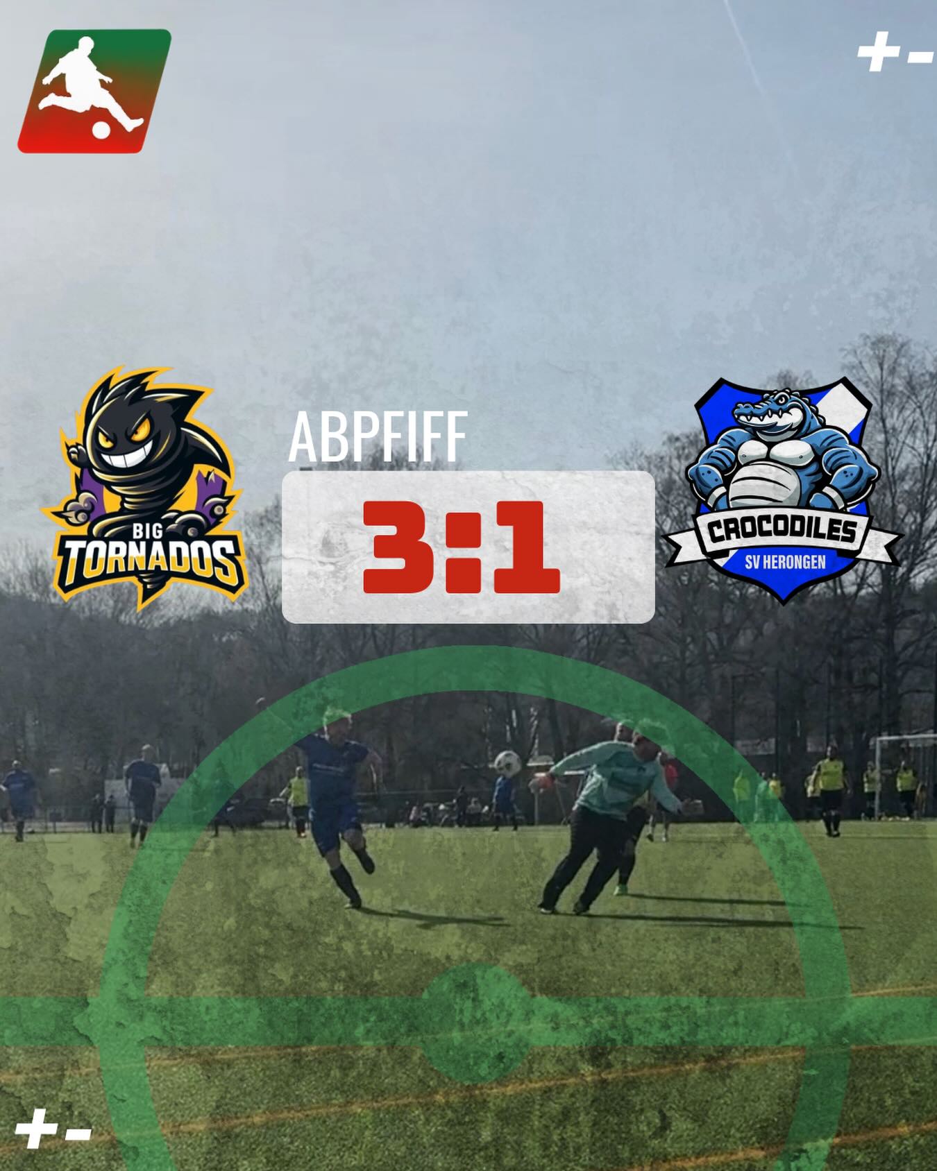 Abpfiff!
Bei schönstem Wetter machten sich die @crocodiles_herongen auf den Weg zu den @big_tornados_westig . Die Big Tornados gingen früh in Führung. Beide Mannschaften schenkten sich im weiteren Spielverlauf nichts. Nach dem zwischenzeitlichen Ausgleich konnten sich die Big Tornados am Ende durchsetzen und gewannen mit 3:1.