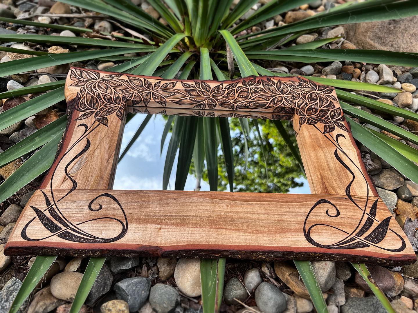 The mirror is IN. Also, every mirror I make features an energy crystal inlay in the back for extra vibes ✨ This one has Septarian- a grounding stone full of earthen energy , helps to repair one’s emotional body and heal from the inside out 🙌🏽
.
.
.
.
.
.
.
#kcapurasdesign #pyrography #pyrographyart #pyrographyartist #woodart #woodartist #woodburning #woodburningartist #woodburningart #woodporn #burnedbyhand #freehand #abstract #botanicalart #artnouveau #woodcraft #originaldesign #oneofakind #femalewoodworker #naturalstyle #homedecor #boho #bohohome #statementpiece #mirror #wallart #artofinstagram #artporn #michigan #localartist @razertip @odiesoil