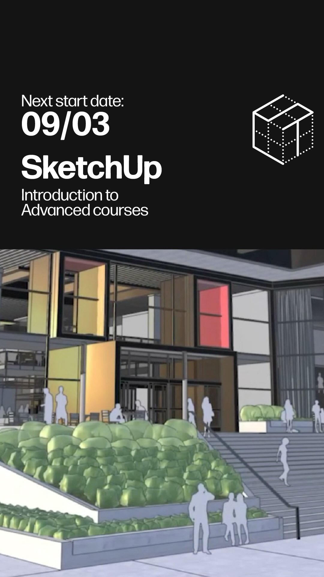 Develop your SketchUp skills this March 💡
SketchUp is widely used across interior design and architecture to create clear, accurate 3D models and communicate design ideas effectively.
Our introductory SketchUp course begins on 9 March 2026 and runs over three days, covering the essential tools and core techniques needed to build a strong foundation in 3D modelling.
The intermediate SketchUp course follows on 16 March 2026, also delivered over three days, focusing on more advanced workflows and techniques to further develop your modelling skills.
Places are limited. Early booking is recommended.
#SketchUp #3DModelling #InteriorDesign #DesignTraining #DesignSkills