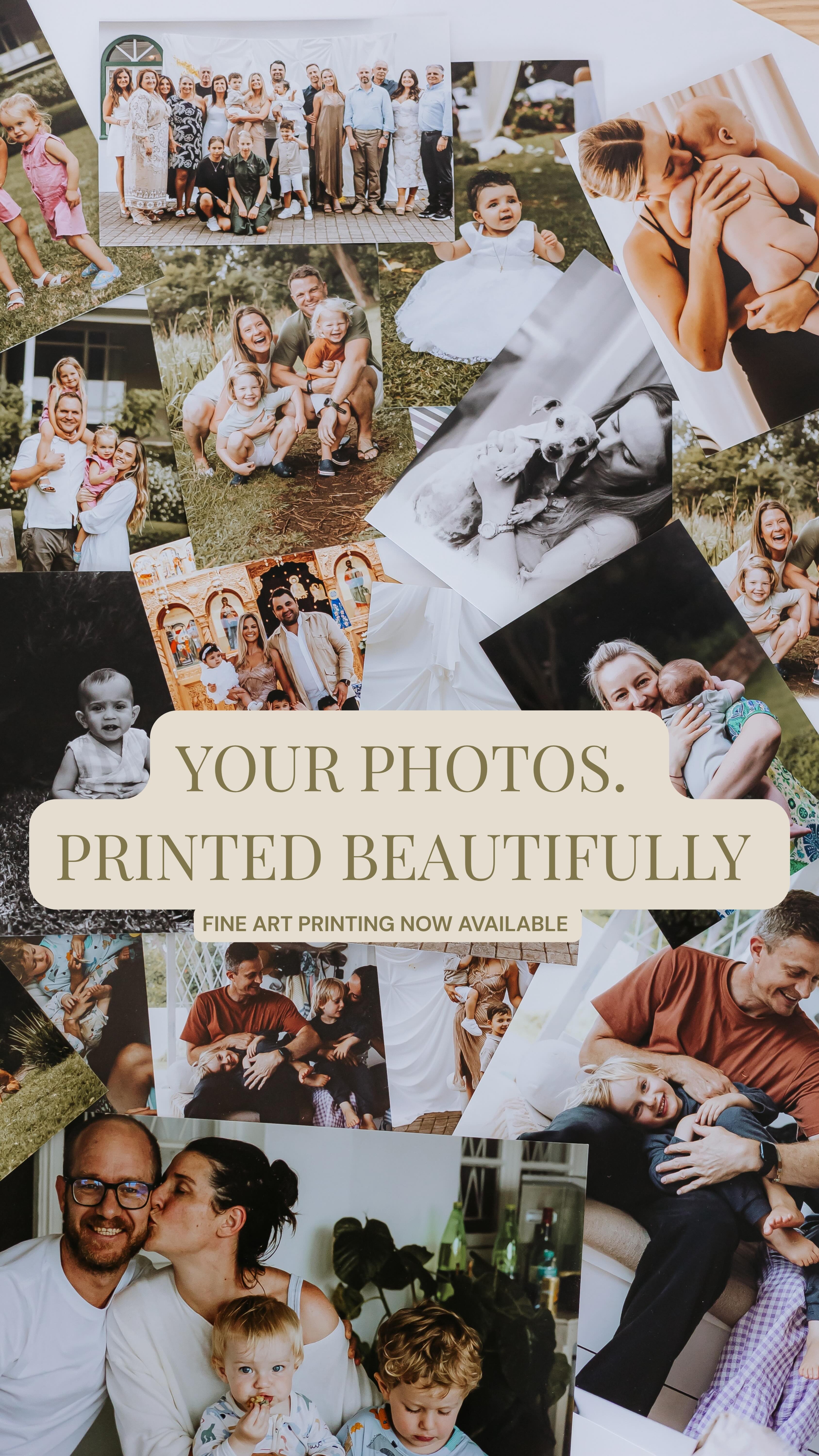Growing up, my childhood lived in albums. Pages we turn over and over again , family holidays, happy smiles, bad haircuts, birthday cakes.
Now so many of our most important memories live quietly on phones and hard drives.
So this year I decided to change that.
We’re now offering professional photo printing for my clients- so your images don’t just live digitally, but become part of your home, your albums, and your family history.
Because the best photographs were never meant to stay on a screen.
They were meant to be held, framed, and passed down.