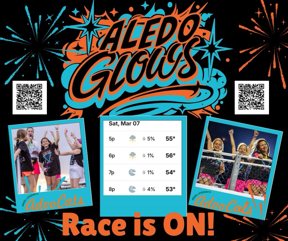 Rain rain GLOW away…RACE IS ON
🏃🏻🏃🏼♀️🏃🏼♂️🌟
Everyone that registers or donates in the next 3 hours will be entered to win a $50 Luke’s Locker Gift Card!
Link in bio >>>
Nothing can stop us, come have some fun!! Aledo GLOWS because of you!
🧡🖤🌟