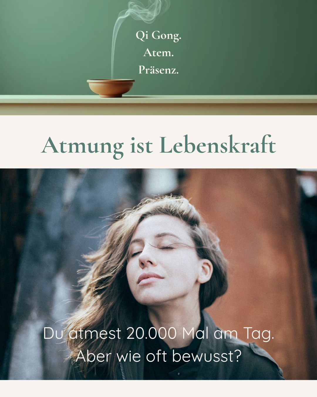 Im Qi Gong ist der Atem dein Anker. Deine Brücke zwischen Körper und Geist.
Er verbindet Bewegung und Energie. Er beruhigt deine Gedanken. Er nährt jede Zelle deines Körpers.
Bewusstes Atmen senkt Stress, stärkt dein Immunsystem und bringt dich zurück ins Hier und Jetzt.
Ein Atemzug. Eine Bewegung. Ein Moment für dich.
Mehr brauchst du nicht. Alles beginnt mit dem Atem.
Nur du, dein Atem und sanfte Bewegungen, die Körper und Geist in Einklang bringen.
Qi Gong beruhigt dein Nervensystem. Es stärkt deine Lebensenergie von innen heraus. Und es schenkt dir Momente tiefer Präsenz.
Du musst nichts beweisen. Du darfst einfach sein.
Probier es aus. Dein Körper und Dein Geist werden es Dir danken.
#qigong #qigongschweiz #ausgeglichenheit #ᴀᴜsɢᴇɢʟɪᴄʜᴇɴʜᴇɪᴛ #nervensystem #méditation #meditations #meditation #atemübungen #retreat #jahreskreis #workshops #stille #klarheit #stressreduktion #atem