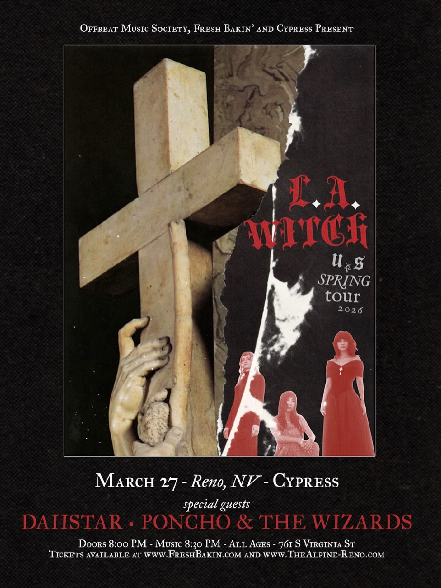 March 27th we are happy to host a night with L.A. Witch! You won’t want to miss this one! Get your tickets before they’re gone!!