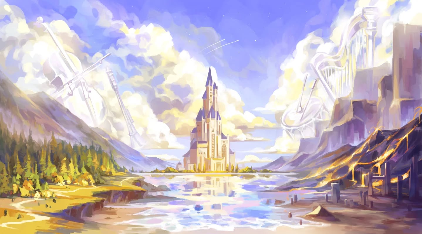 bg + logo commission art for a fantasy musician ~
& the concept art it took to create it. This was a fun one!
#fantasyartist #fantasybackground #fantasypainting #digitalartist