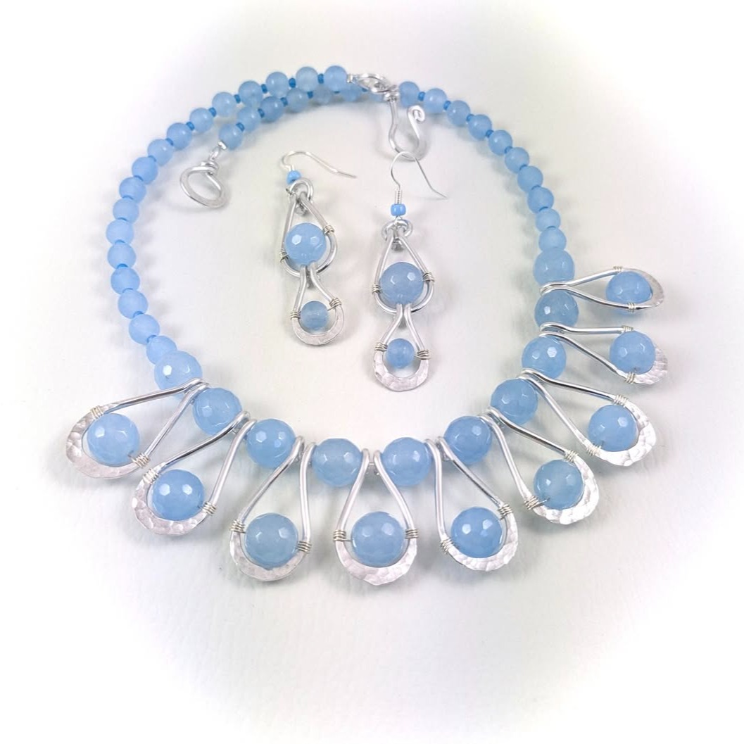 From the archives: 'Petal' necklace set with Angelite gemstone 💙