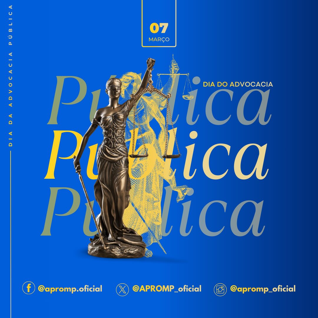 🏛️ 7 de março | Dia Nacional da Advocacia Pública
A advocacia pública é o elo entre o Estado e a sociedade, presente na defesa do interesse coletivo, na proteção do erário e na construção de um Estado Democrático de Direito mais justo e eficiente.
Nesta data, a APROMP celebra e parabeniza todos os advogados públicos do Brasil, com especial carinho aos Procuradores do Município de Palmas, pela dedicação diária, pela excelência técnica e pelo compromisso inabalável com o bem público. 💙⚖️
