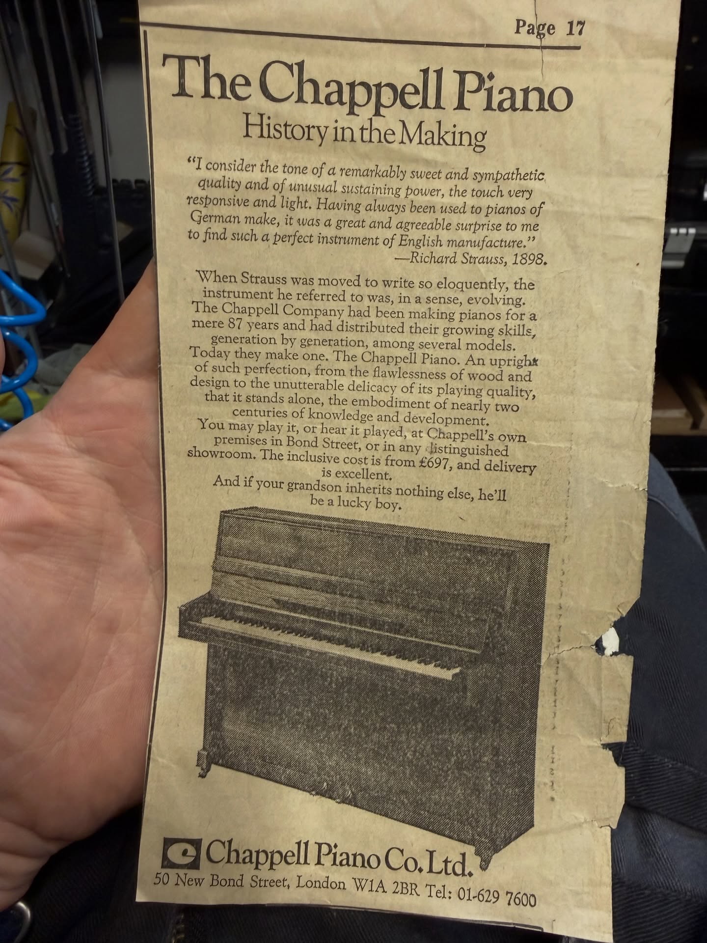 This advertisement, taken from the Sunday Telegraph in 1972, accompanied one of our latest arrivals to the workshop. The advertisement itself is a fascinating example of how British pianos were marketed during the mid-twentieth century. Rather than focusing on technical specifications or mechanical features, the language leans heavily on musical character and reassurance. The advertisement also lists the price of the instrument, beginning at £697. To modern eyes, that may not appear remarkable, but in the early 1960s it represented a significant investment. When viewed through the lens of modern purchasing power, that figure equates to roughly £19,500 today.
In other words, this was never intended to be a disposable household item. It was marketed and purchased as a serious musical instrument, expected to remain within a family for many decades. #chappellpiano #piano #pianoworkshop