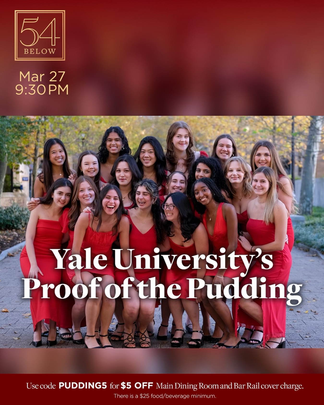 Proof is so excited to return to @54below for our fourth year, especially after performing as the first acapella group at Yale to take stage at this iconic venue!! Performance is 3/27 at 9:30 pm. Get tickets in bio while you can! ♥️