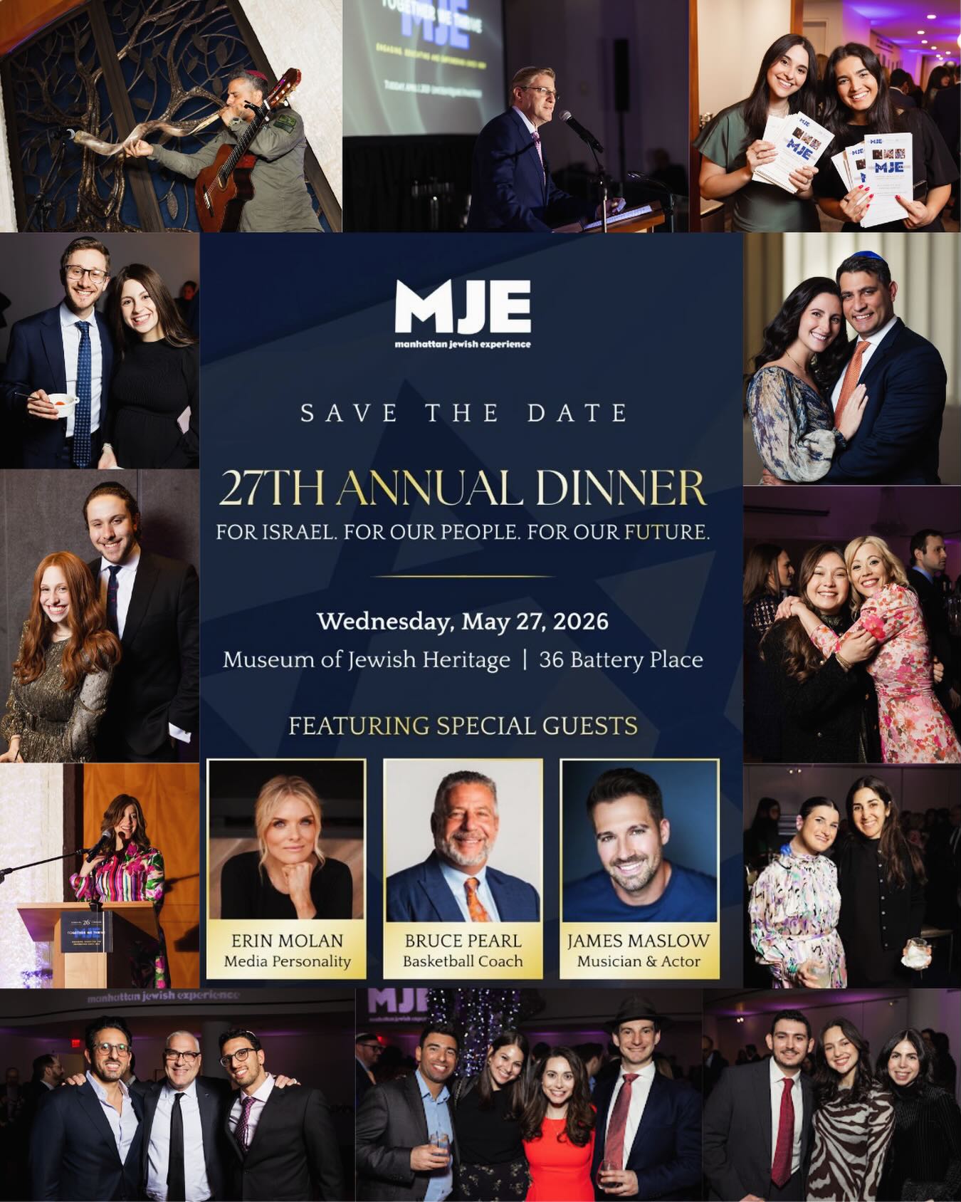 🗓️ Save The Date!
📢 MJE’s 27th annual dinner is coming up. Guaranteed to be a meaningful and memorable night with special guests Erin Molan, Bruce Pearl and James Maslow! More guests and surpises to follow! 💫
🔵 Wednesday, May 27th.
🪩Come celebrate 27 years with us!🪩