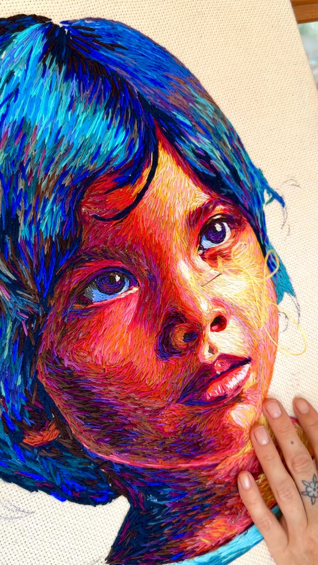 I wanted to share the process of making this portrait before she goes into a universe of Girl Dust.
This is 1 of 3 works commissioned by an incredible organisation that work with girls all around the world. It’s been beautiful to work with people who are dedicated to kindness, empowerment and human rights.
I hope you enjoy this short video of a long process - a snippet before I reveal it all.
#Embroidery #needlework #embroideryportrait #terredehommesnetherlands #fibreart