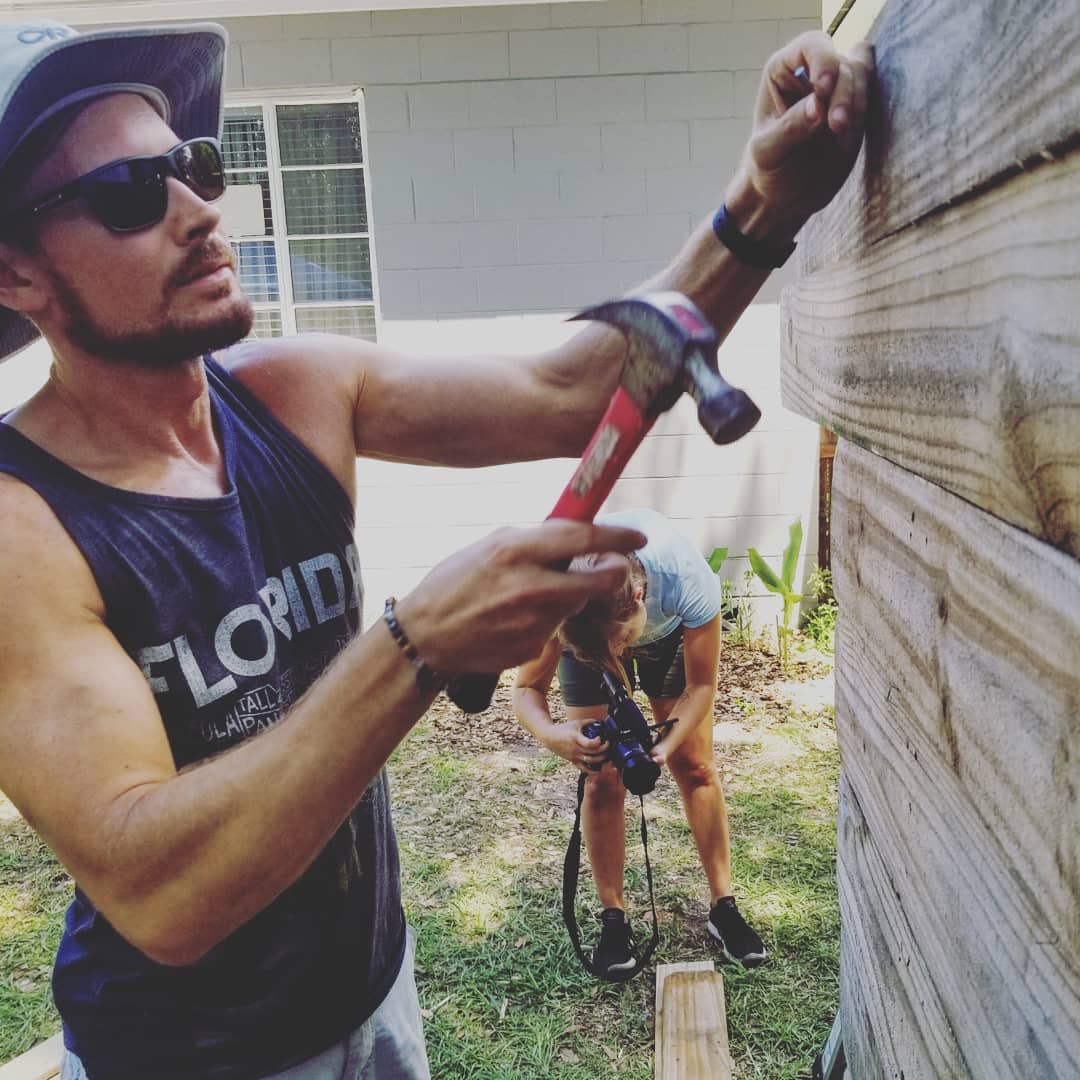 It's only Day 2 and the tiny house @robjgreenfield is building in Orlando is really coming along! I joined the fun this afternoon as they were hammering on the siding and adding roofing material. So far, the materials for the home are from 100% repurposed materials with a cost of only $1500. Its amazing what can be accomplished through the power of community! #tinyhouse #permaculture #community #tinyhouseliving #tinyhousenation