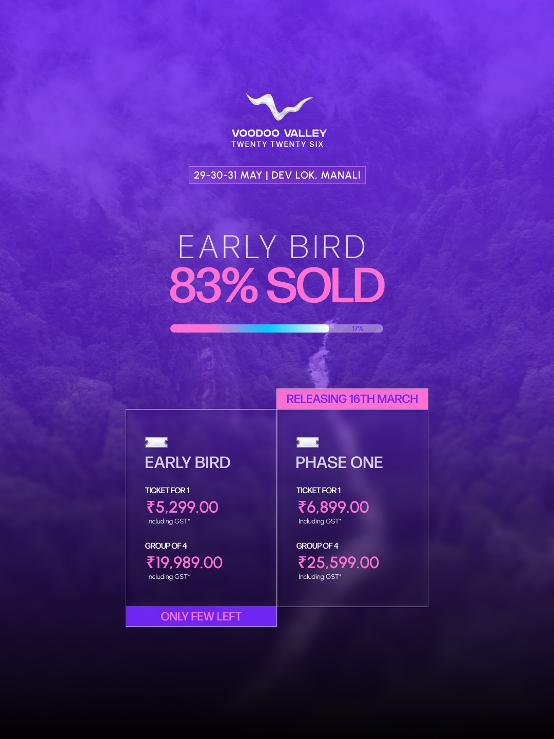 The birds are hovering over Voodoo skies, early ones have already flown.🕊️
If you haven’t booked your spot with us yet NOW is the time!
🎟️ Phase 1 begins 16th March.