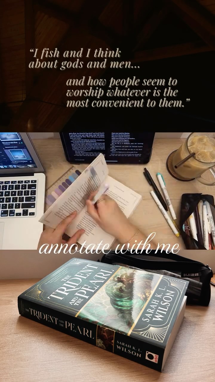 annotating The Trident and the Pearl by @sarahklwilson
i love how this story demonstrates the soft and consistent love i look for in romance. it also somehow made the slow burn make sense in a very real context without it simply relying on external factors, giving just as much internal conflict as there were external conflicts.
it’s easy to find the female mc frustrating… but i have met few grieving ppl who aren’t. sometimes it’s up to the people around them to love them so softly and consistently, to show them that it won’t always feel this way.
and though it centers a love story, it stays rooted in it’s fantasy base. it tackles the responsibility of ruling, the overbearing feelings of grief, and the captivating feeling of the vast ocean. a lot of reviews have already said it but i’ll say it too: this was a refreshing addition to this genre~
thank you to @orbitbooks_uk @littlebrownbookgroup_uk and Nazia for the finished copy 🤍✨
— i am weak for a slow burn marriage of convenience