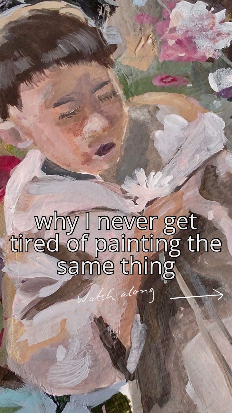 I’m inspired by gardens, and my son. So paintings that combine them both? Precious.
I’m Chloe and I paint mixed media and collage paintings filled with beauty, colour and a strong sense of place. My son features in many of these paintings too, and he loves being involved in the creative process.
#artthatblooms #paintingsaboutchildren #paintingchildren #creativemum #artistmum