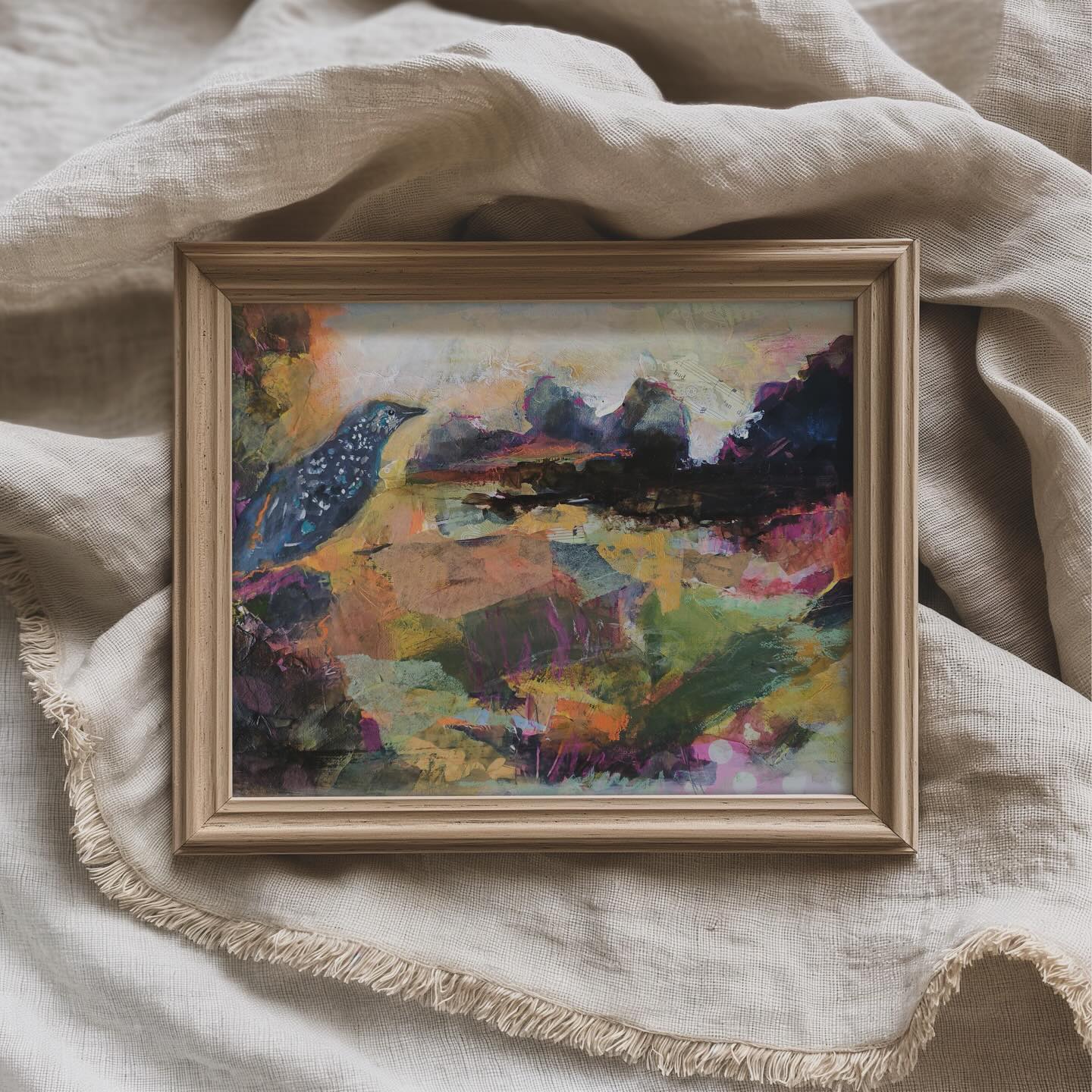 “Paper Wings” feels like everything I’ve wanted to paint over the last few years. Texture, colour, life, light, hope and yes, starlings.
The starling has become something of a personal symbol within my paintings. The starling can represent transformation, adaptability, and the cycles of nature within the seasons. I’m hoping I find my wings again soon after a difficult season, and this painting reminds me of that.
“Paper Wings” acrylic, collage and mixed media painting on canvas
#starlingbird #starlingart #artherstory #collagebirds #birdsymbolism