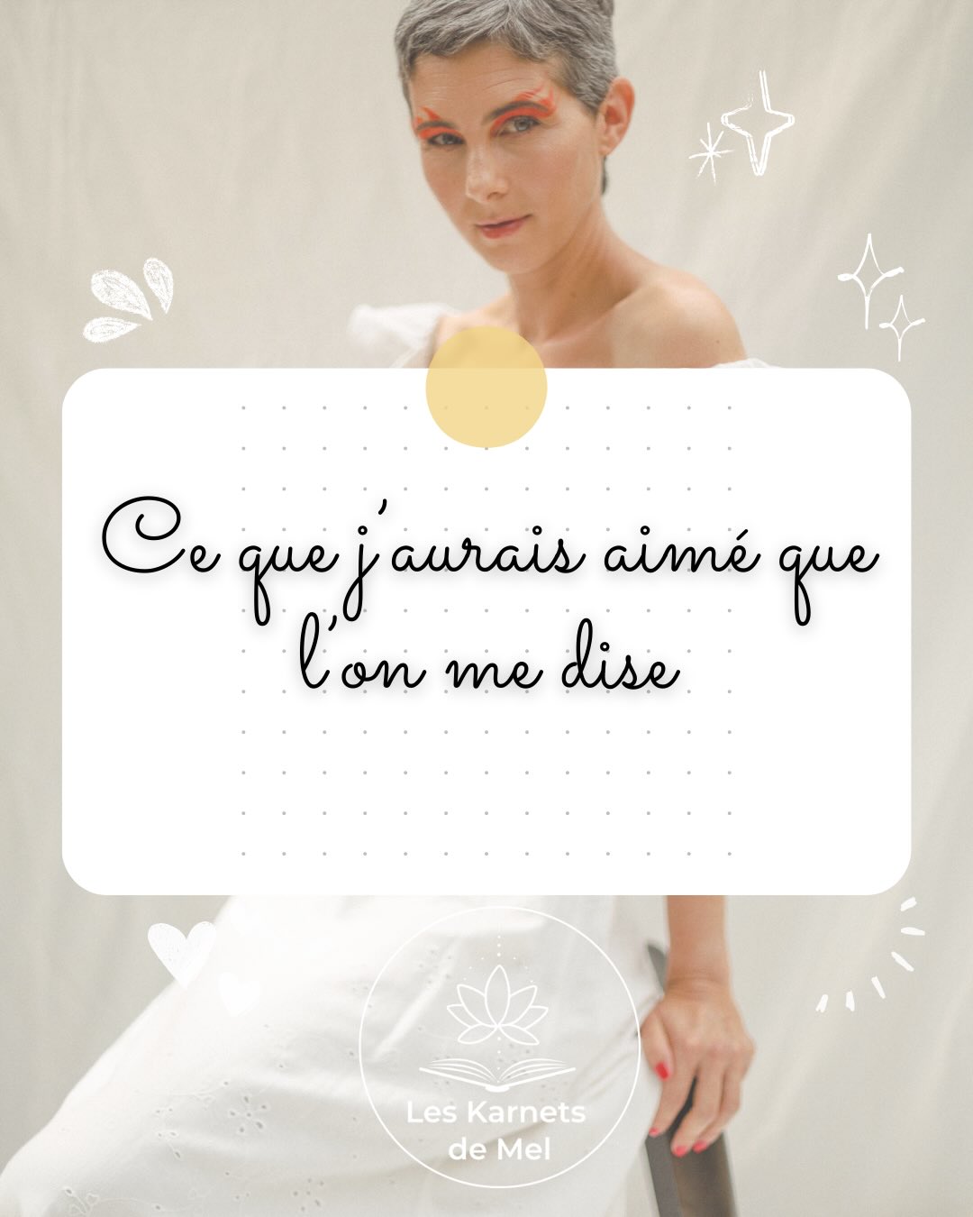 Il y a des phrases qui arrivent trop tard.
Et d’autres qu’on n’entend jamais.
Quand on traverse la maladie, puis l’après,
beaucoup de choses restent sans mots.
Alors j’écris celles que j’aurais aimé entendre.
Ou j’en fais des créations.
Pour moi.
Et pour toutes celles qui se reconnaîtront.
Si ce carrousel te parle,
prends-le comme une main posée sur ton épaule.
Tu n’es pas seule ici.
#leskarnetsdemel #aprescancer #soutien
