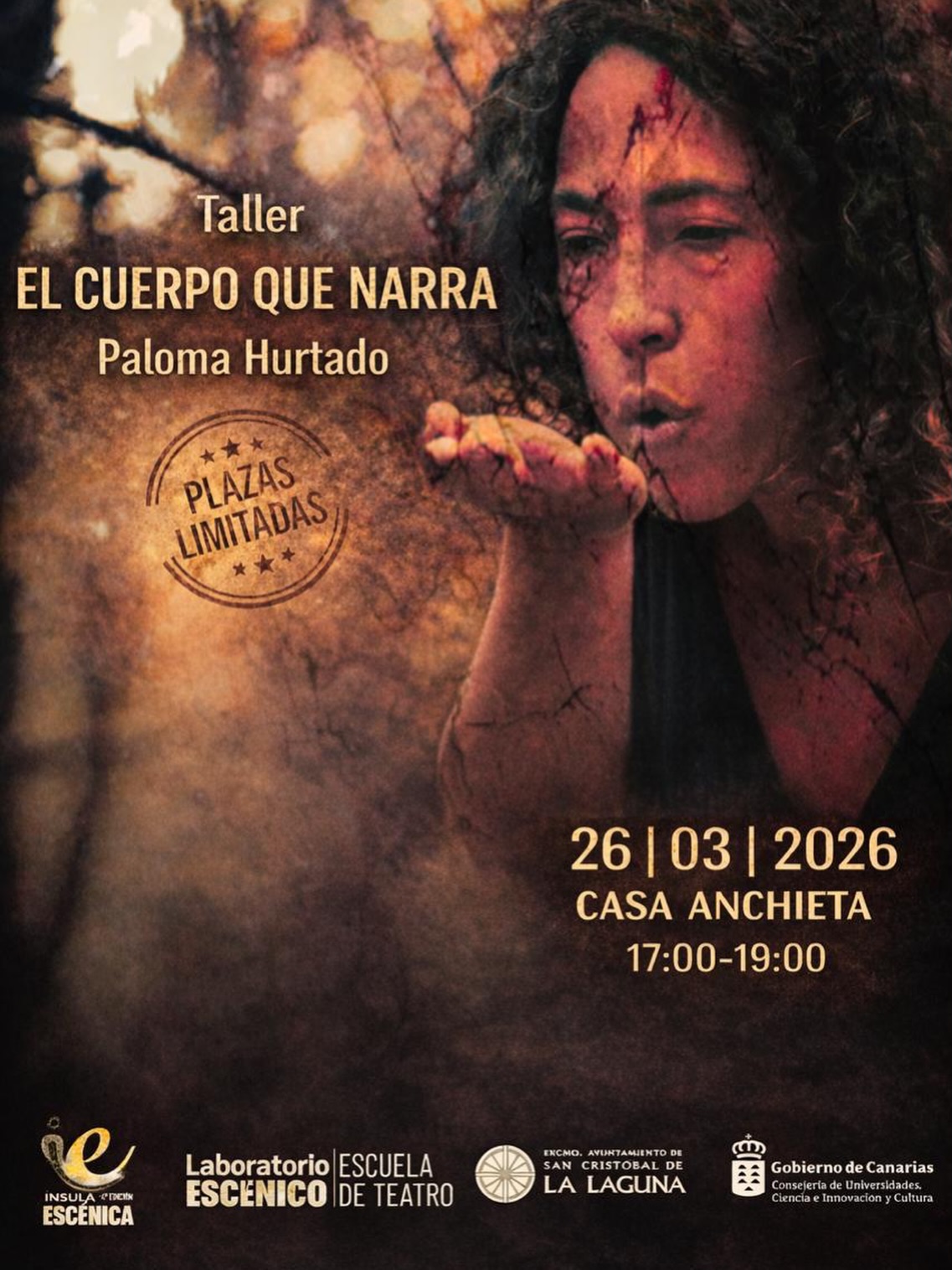 «EL CUERPO QUE NARRA» 💫
Seguimos con las actividades de la 4ª edición de Ínsula Escénica. El próximo 26 de marzo de 2026, de 17:00 horas a 19:00 horas, Paloma Hurtado impartirá el taller “El cuerpo que narra” en la Casa Anchieta de La Laguna✨
Una propuesta vivencial que invita a descubrir el cuerpo como territorio de memoria, emoción y relato. A través del movimiento, la escucha y la exploración creativa, las personas que asistirán experimentarán nuevas formas de expresión donde cada gesto cuenta una historia. Un espacio para conectar con la propia narrativa corporal y compartir desde la presencia y la sensibilidad.
📅 26/03/2026
🕔 17:00 – 19:00 h
📍 Casa Anchieta, La Laguna
🎟️ Actividad gratuita
🔈 Plazas limitadas
🗒️ Inscripción
Enviar un correo electrónico a info@oswaldobordon.com donde aparezcan nombre y apellidos, teléfono de contacto, edad y las motivaciones para realizar el taller.
¡Te esperamos para dejar que el cuerpo hable! 🫂
Colaboran:
@lalagunacultura
@adrian.del.castillo
@lalagunaayto