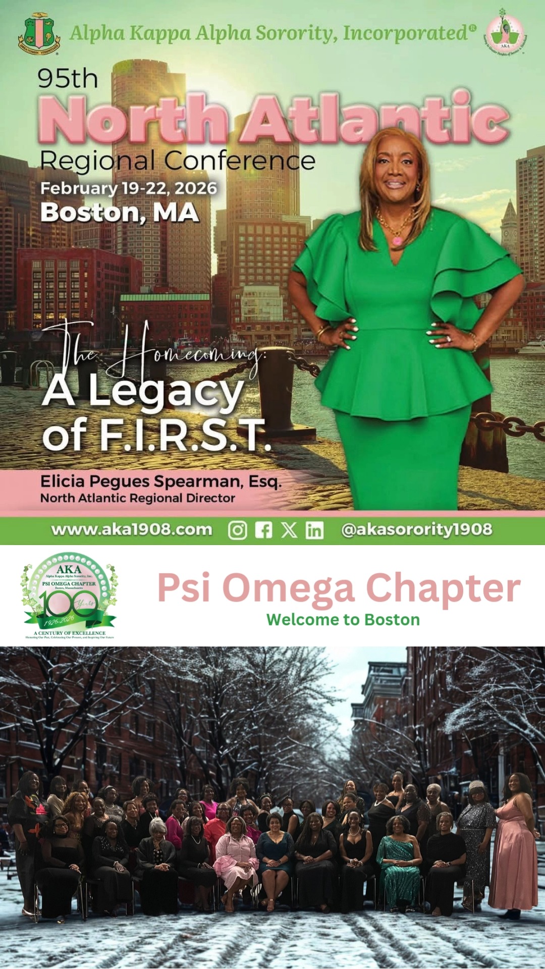 The energy was unmatched! 💗💚
The Phenomenal and Outstanding Psi Omega Chapter had an absolutely amazing time hosting and participating in the North Atlantic Regional Conference right here in Boston!
From welcoming our sisterhood to leading with excellence, we:
Chaired committees with cheerful hearts and tireless dedication.
Chalked up incredible wins and brought home prestigious awards!
Delivered on our promise of Service to All Mankind.
We came, we served, and we conquered! So proud of every Soror who made this NARC one for the history books, no one will ever forget the snow.
#AKAPsiOmega #NARCBoston #NorthAtlanticRegion #ServiceToAllMankind #AlphaKappaAlpha #BostonAKAs #NARC2026 #1908