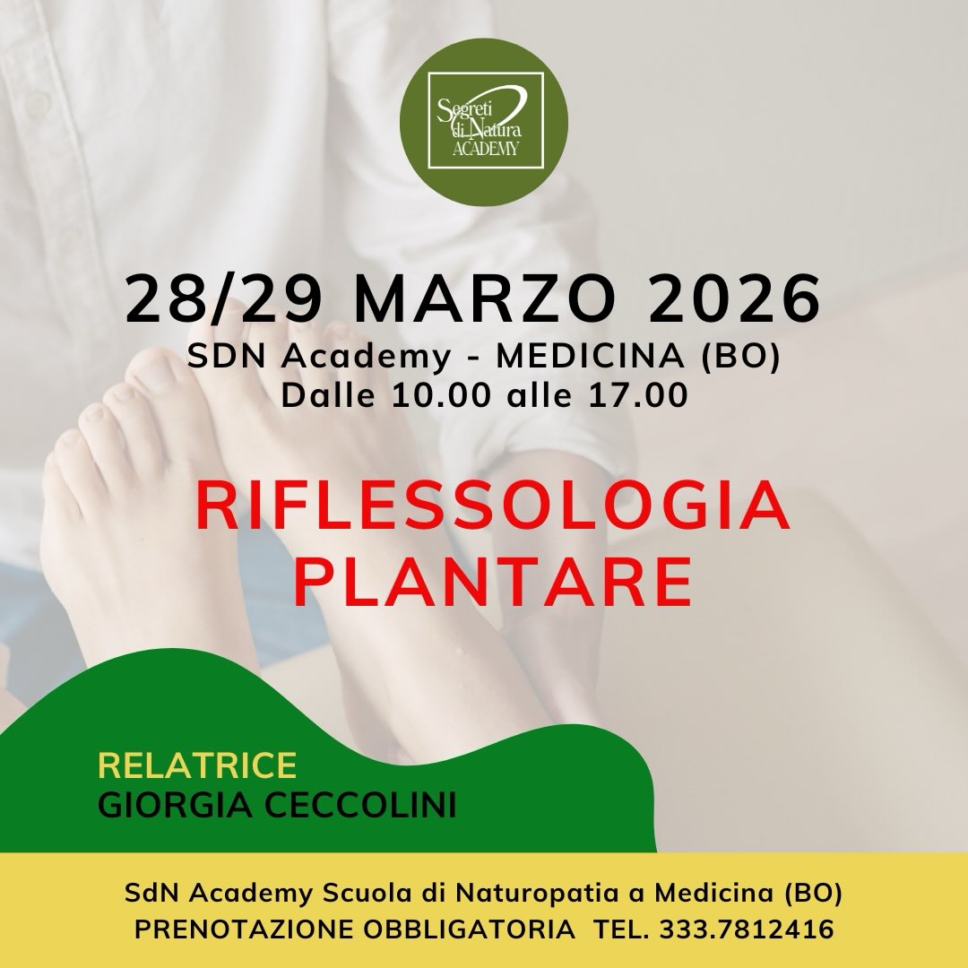 Insicuro se inscriverti a Naturopatia? Inizia con la Riflessologiaā ļøā ļøā ļø
š¦¶š»RIFLESSOLOGIA PLANTARE
š
28-29 MARZO 2026
š° 10-17
š SdN Academy ā Medicina (BO)
Relatore: Giorgia Ceccolini - Naturopata
Primo di 4 weekend sulla Riflessologia Plantare.
Attestato a fine corso
Crediti ECP
Prenotazione Obbligatoria - Tel. 333.7812416
#BenessereOlistico #SDNacademy #Naturopatia #SDNAcademy medicinaā