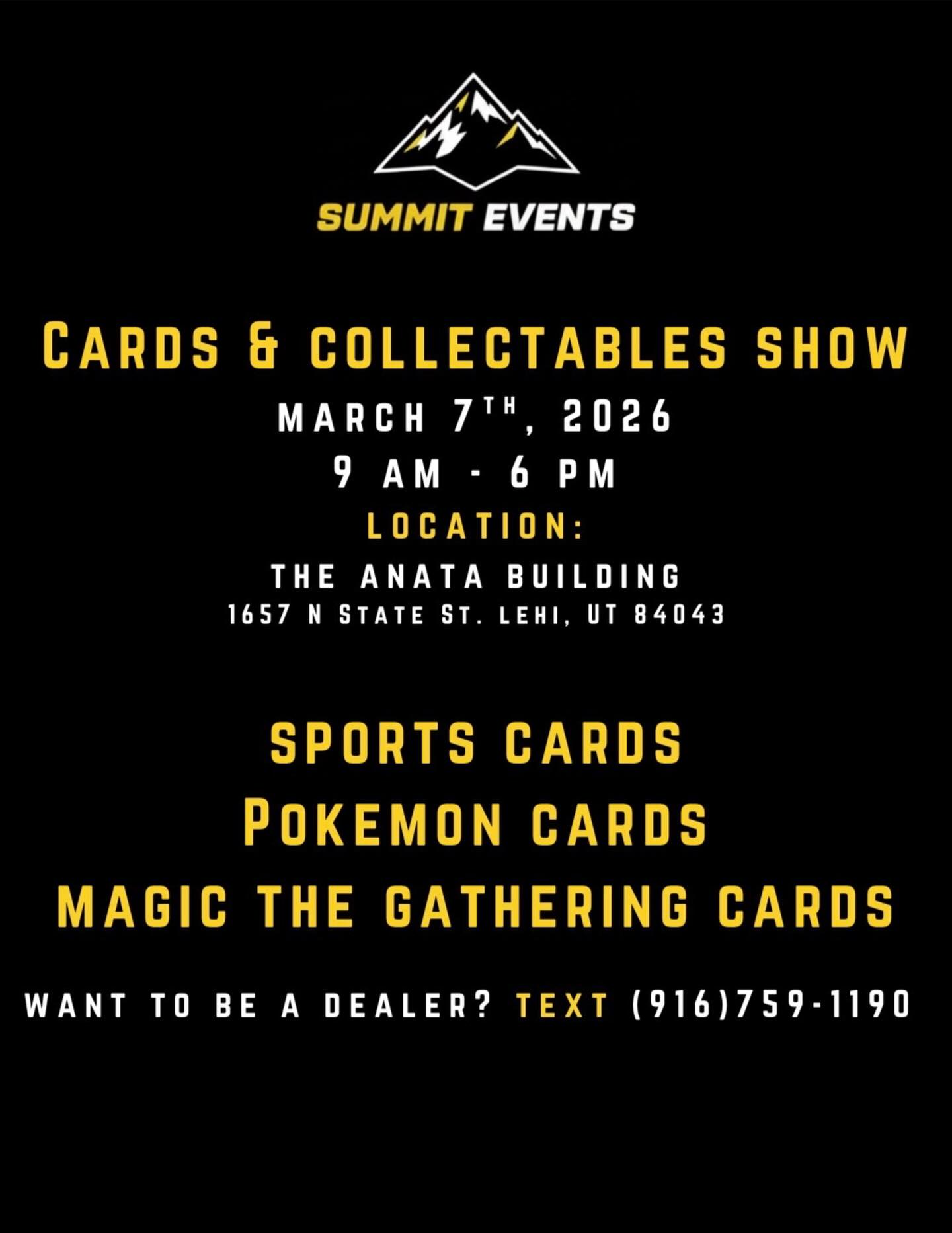 Sorry for the unfortunate news everyone, but this Saturday’s Summit Events card show has been CANCELLED. We were really looking forward to seeing you all there, unfortunately it will have to wait until our next event. Keep checking our page to see our ever growing vending schedule (we have a few more show announcements coming), and as always have fun collecting!
#vendorlife #pokémontcg #psacard #pokemoncollector