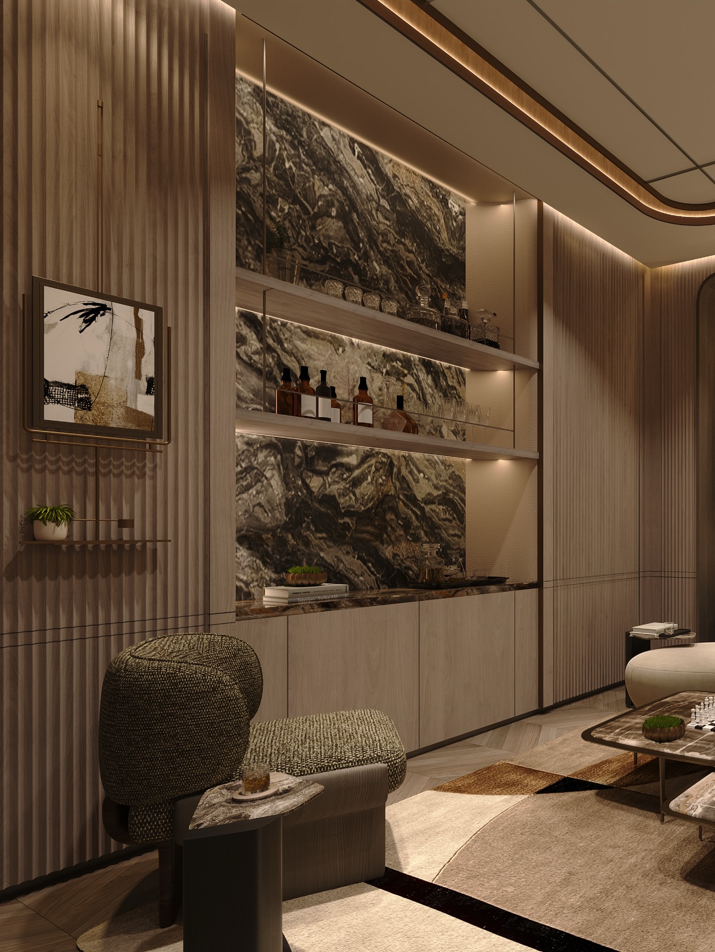 Designed for both relaxation and entertaining, this lounge blends dramatic marble feature walls with tailored millwork and sculptural lighting. Curated furniture silhouettes and warm material tones create a seamless dialogue between comfort and high-end design.
#InteriorDesign #Design #Dubai #DubaiLifestyle #DubaiLife
Interior: @mwm_studio_dubai
Client/developer: @theuppalgroup
Client rep: @genesispro.ae