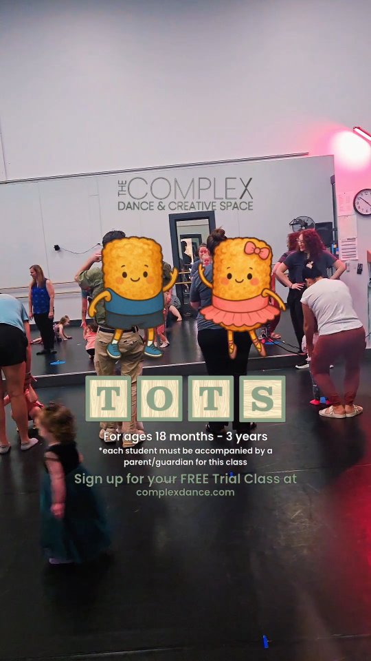 It's never too early to start moving, learning, and building confidence. Our TOTS Class is open to students 18mo-3yrs and requires parent/guardian accompaniment. Request your FREE Trial Class now at complexdance.com/freedanceclass