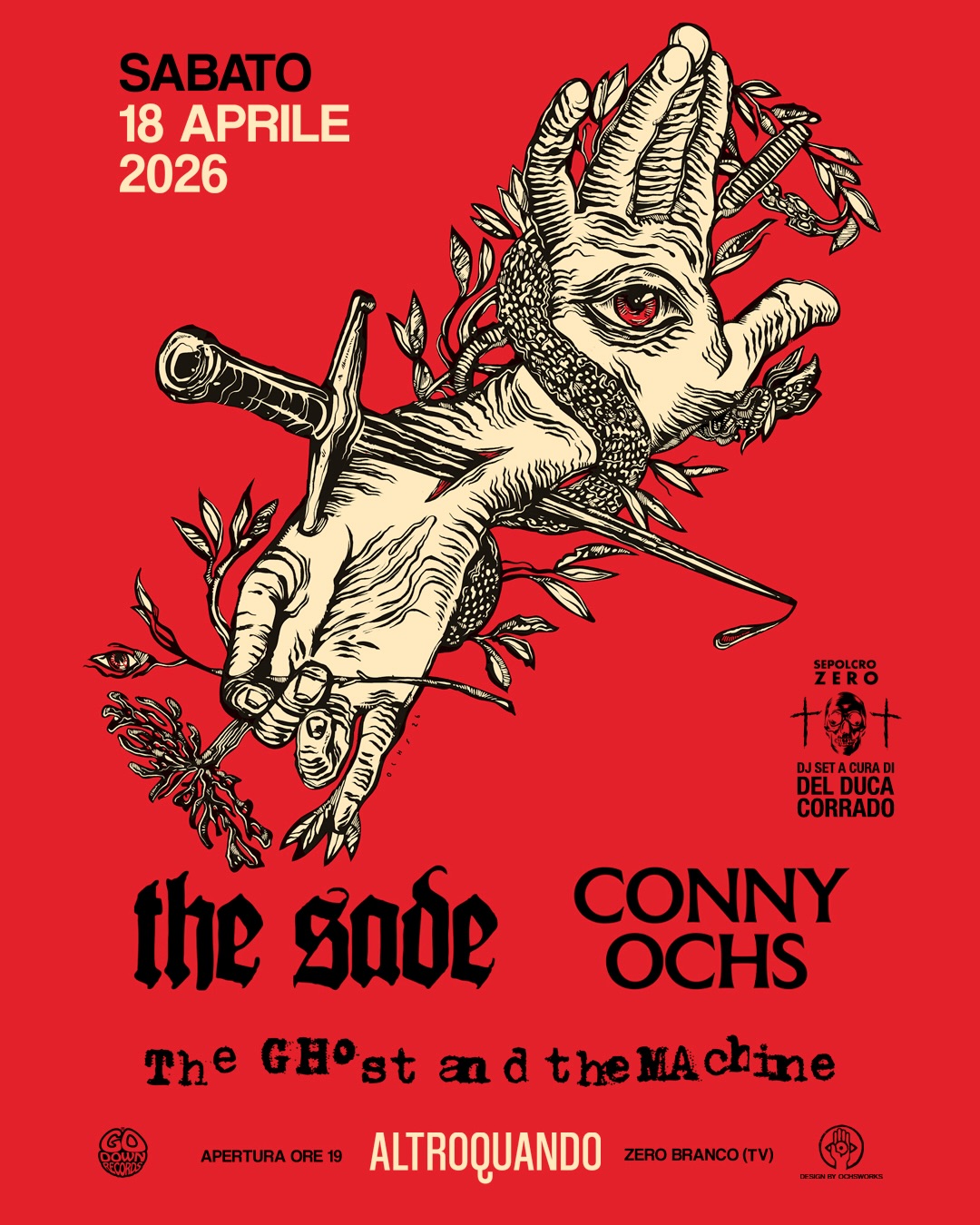 𝐒𝖆𝖛𝖊 𝖙𝖍𝖊 𝖉𝖆𝖙𝖊 - tre performance, tre modi di interpretare il folk: lo stile gotico di @thesadeband il cantautorato struggente di @connyochs e il tocco pop raffinato di @the_ghost_and_the_machine
Aftershow di @sepolcrozero.ig con Del Duca e Corrado per animare il party darkwave.
🗓️ 𝐒𝐚𝐛𝐚𝐭𝐨 𝟏𝟖 𝐚𝐩𝐫𝐢𝐥𝐞 𝟐𝟎𝟐𝟔 dalle 19:00
📍 @altroquandotreviso via Corniani 32, Zero Branco
🎫 Ingresso 12 euro, riservato ai soci di Go Down Records.
👉 Dettagli del tesseramento digitale gratuito scorrendo il post.
🚌 Come raggiungere Altroquando con i mezzi pubblici:
Bus MOM - linea 102
Partenza 19:15 in autostazione a Treviso
Arrivo 19:40 a Sant’Alberto, fermata Tonon.