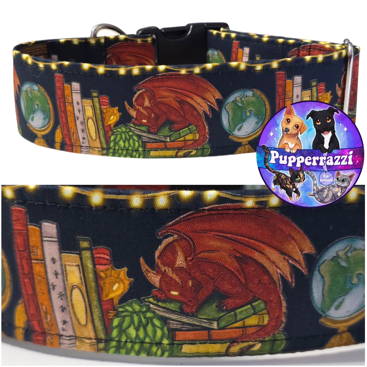 I am in love with this collar. I think i have to make this version for myself. I dont have much of this fabric at all! This may be the ONLY red dragon version I am able to make with it.
If you want this collar, it's a 2" buckle 12-20"
Here's the link to purchase: https://www.pupperrazzi.com/product-page/2-buckle-12-20-adjustable