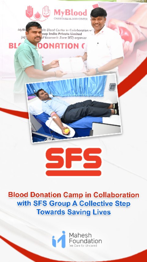 MyBlood Charitable Blood Center, an initiative of Mahesh Foundation, successfully organized a Blood Donation Camp in collaboration with SFS Group India Private Limited at Quest Special Economic Zone. The camp witnessed enthusiastic participation from employees and volunteers who came forward with a strong sense of social responsibility to support this life-saving cause. Each unit of blood collected will help patients in need, reinforcing the power of collective action and compassion.
.
.
.
#Givebloodsavelife #LifeSaver #SocialResponsblity #CommunityImpact#belagum