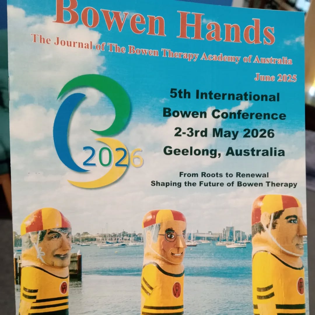 Looking forward to the international Bowen Therapy conference in Geelong this May
Attending a workshop on supporting people through cancer treatment, from an experienced instructor from the states
Just yesterday I helped someone with a few Bowen moves, who has nausea from chemotherapy medication
Important information to pass onto my students learning bowtech Bowen Therapy. Next course starts in July
www.radiatevitality.net