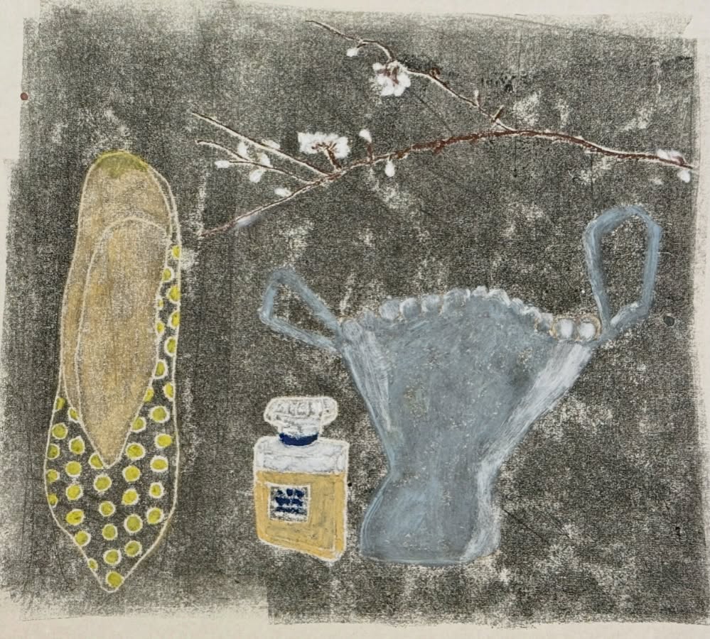 Blackthorn
Monoprint and oil pastel on Washi paper, 30x35cm #hampsteadheath #blackthorn #perfume #slipper #vessel @mirandaea