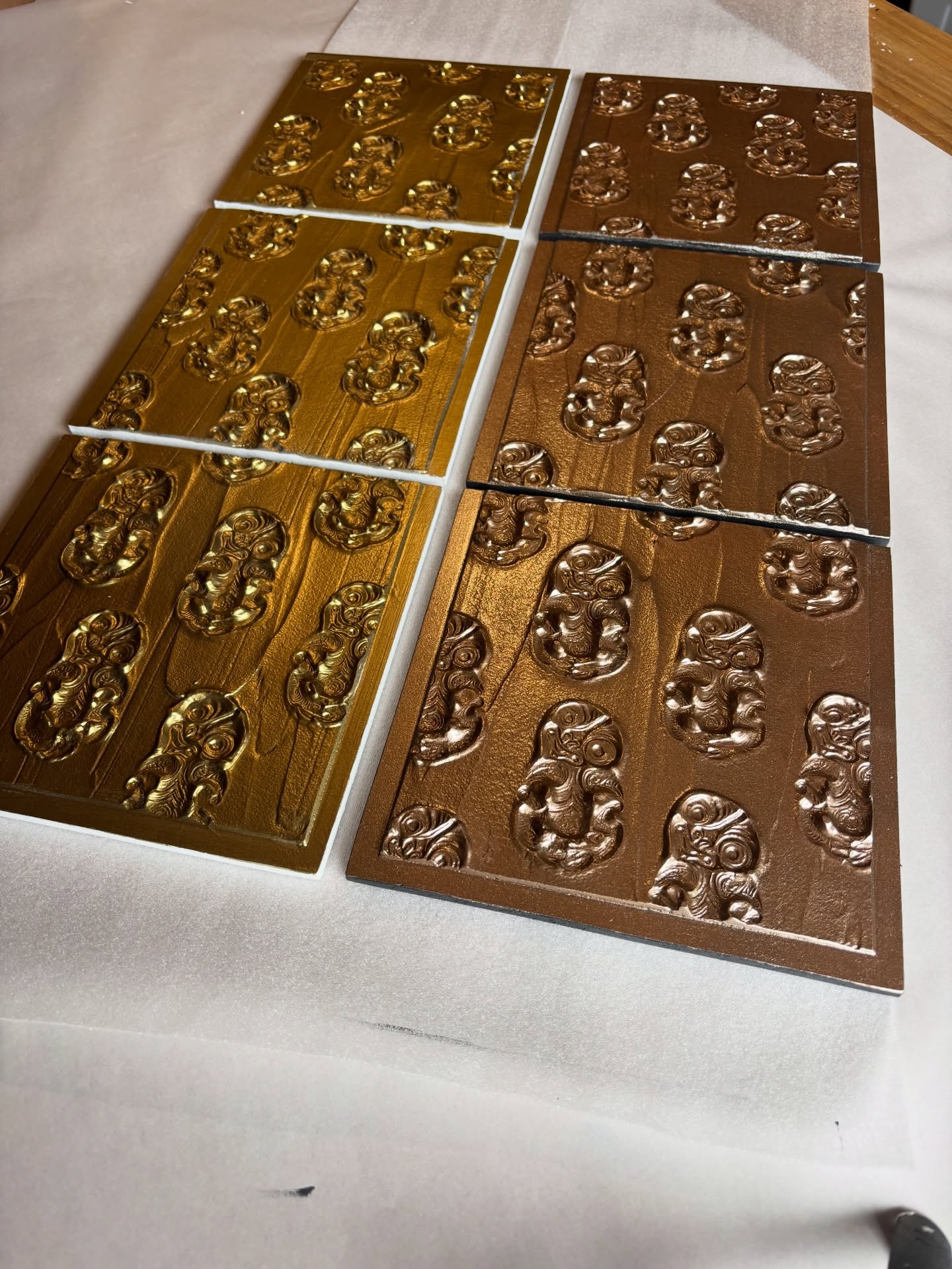 The GLOW UP has began ✨🤎 ‘HEI TIKI TRIOS’ now available on pine boards - 15% OFF Today only, see stories for discount code and website link x #gold #bronze #heitiki #toimāori #aotearoa